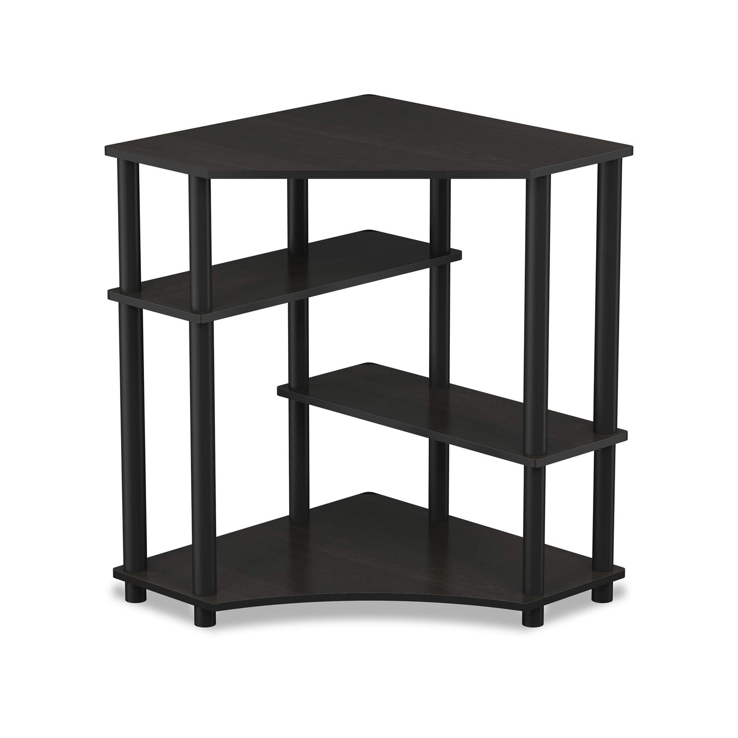 Furinno TURN-N-TUBE Desk, Gaming Desk with Shelves, Corner Computer Desk with Shelves, Office Desk, Space Saving, For Home Office, Bedroom, Espresso