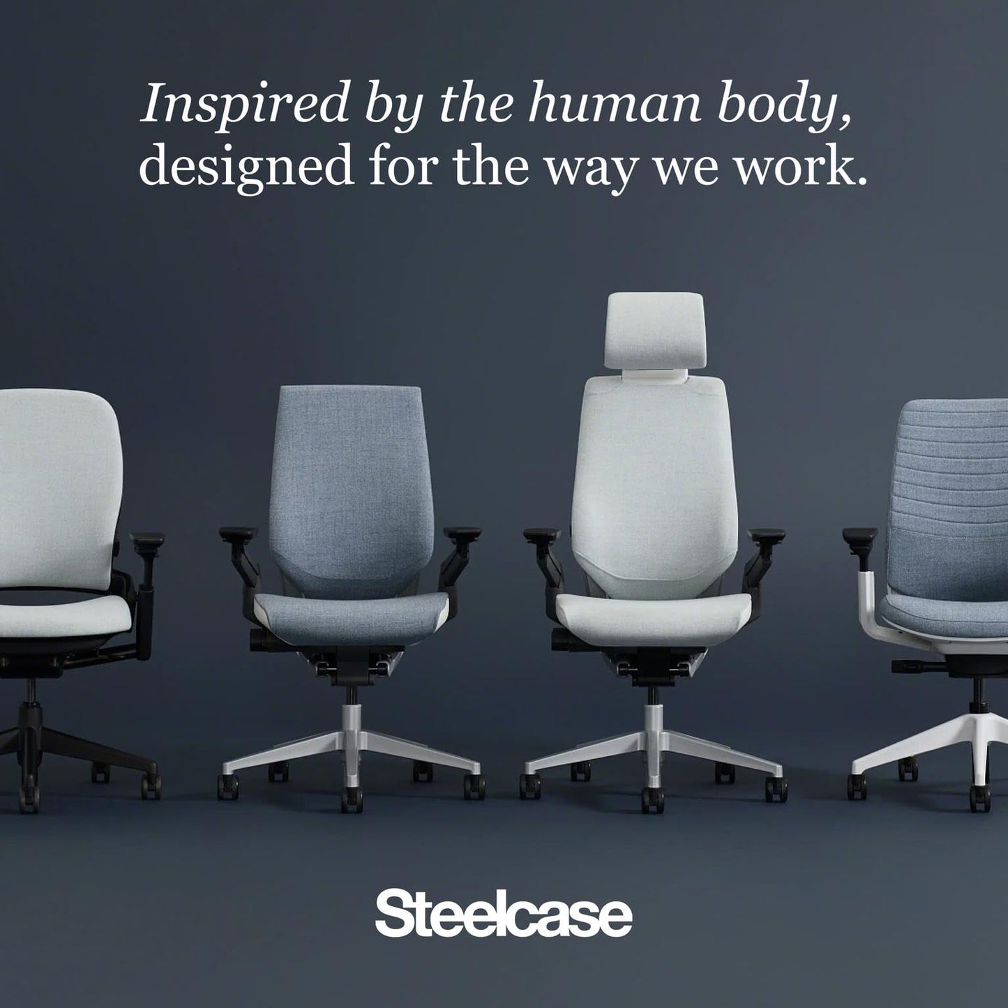 Steelcase Gesture Office Chair with Head Rest - Ergonomic Work Chair with Wheels for Carpet - Comfortable Office Chair - Intuitive-to-Adjust Chairs for Desk - 360-Degree Arms - Licorice Fabric
