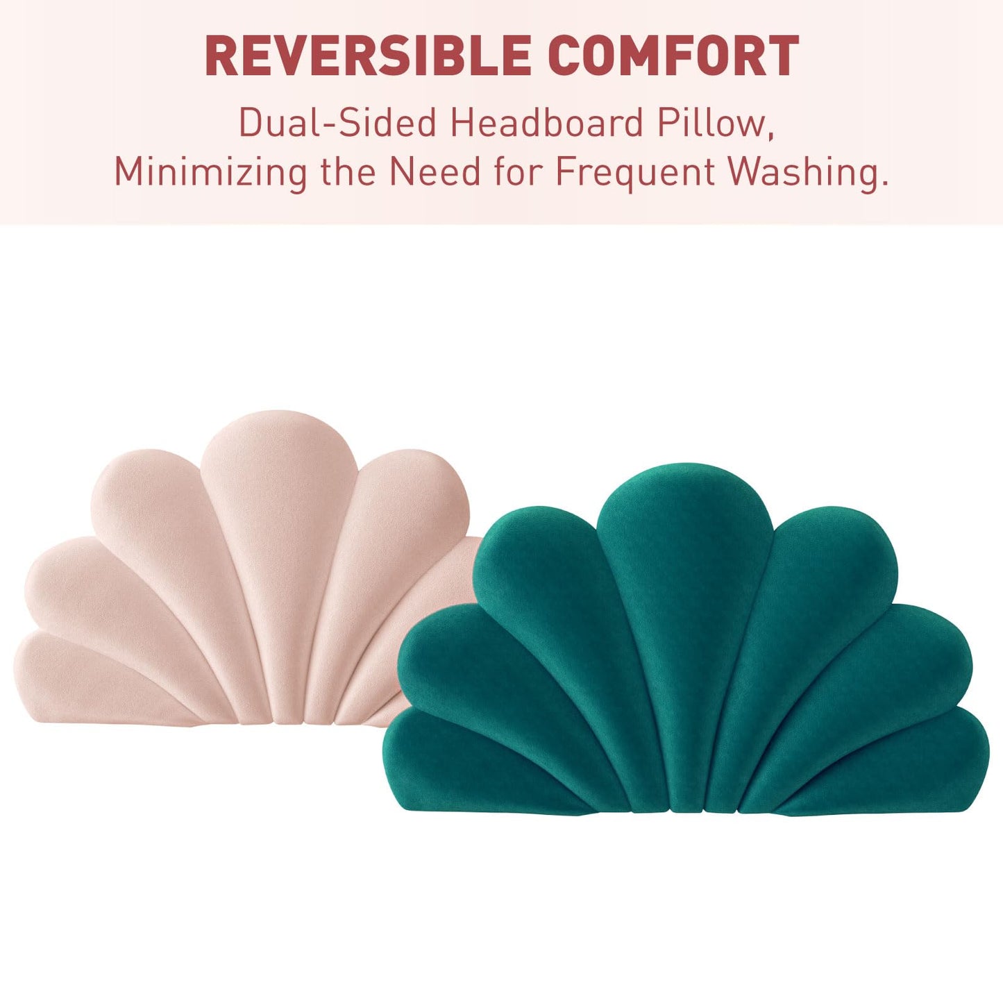 Rucener Queen Size Seashell Headboard Cushion, Soft PP Cotton Filled Upholstered Shell Headboard Pillow, Aesthetic Scalloped Wall Panel Free Standing, Coastal Decor for Teen Grils Bedroom (Pink)