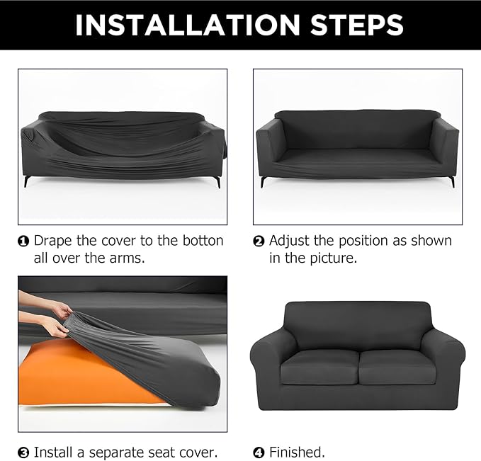 HunnmingRe Sofa Covers for 3 Cushion Couch Stretch Sofa and Loveseat Covers Set