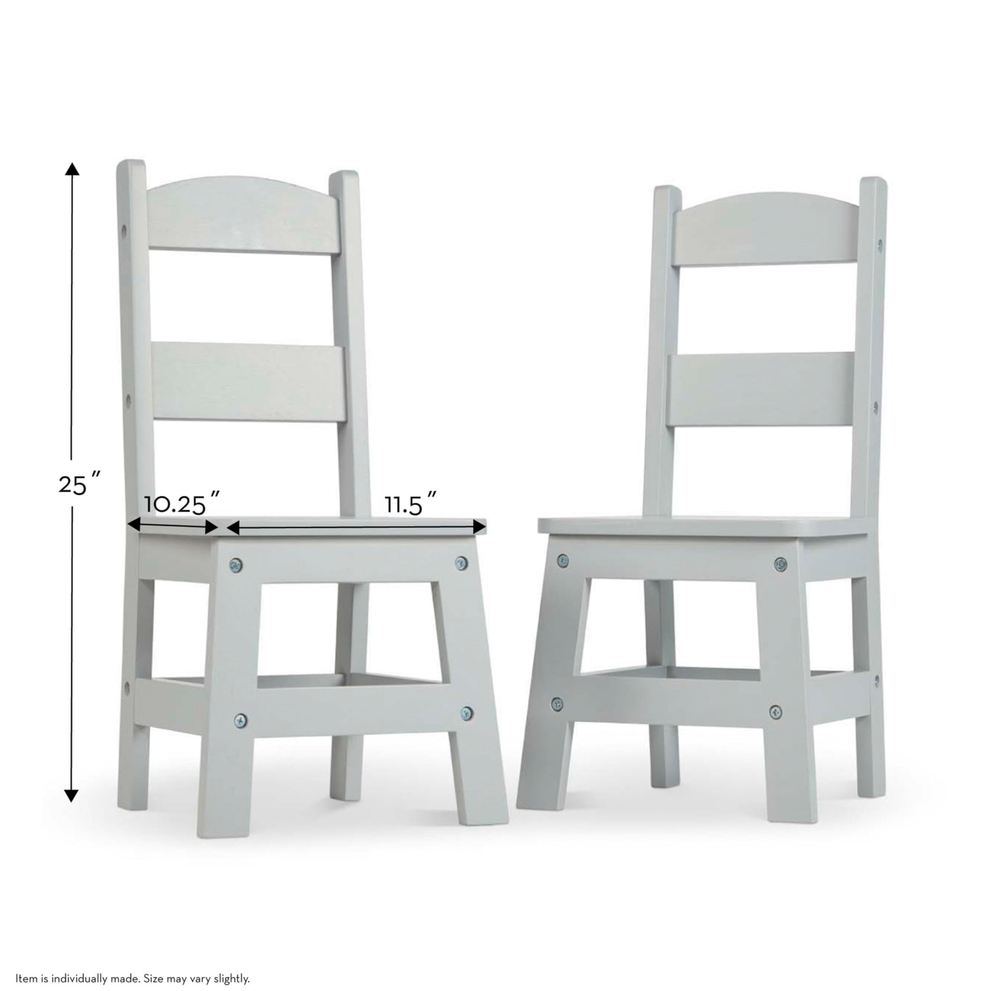 Melissa & Doug Wooden Chairs, Set of 2 - Gray Furniture for Playroom - Kids Wooden Chairs, Children's Wooden Playroom Furniture