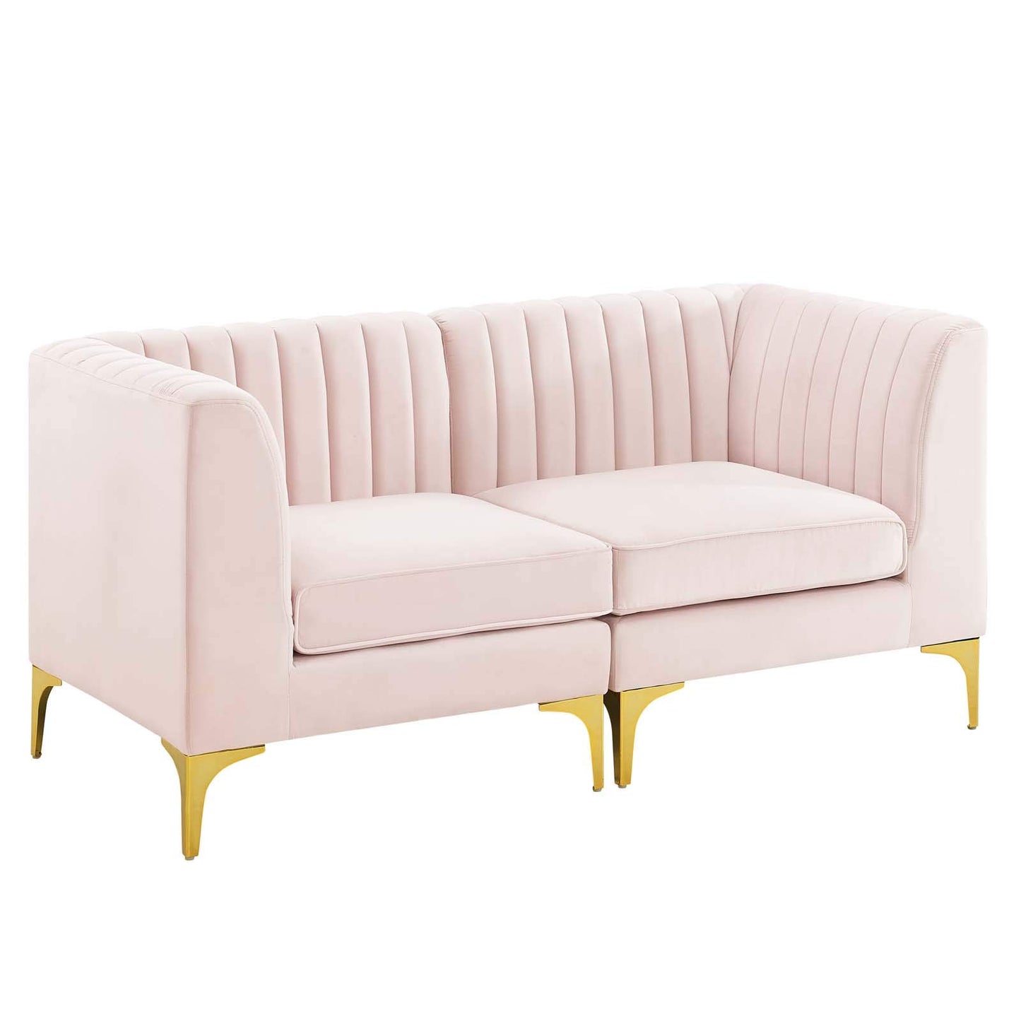 Modway EEI-4346-PNK Triumph Channel Tufted Performance Velvet Loveseat, Pink