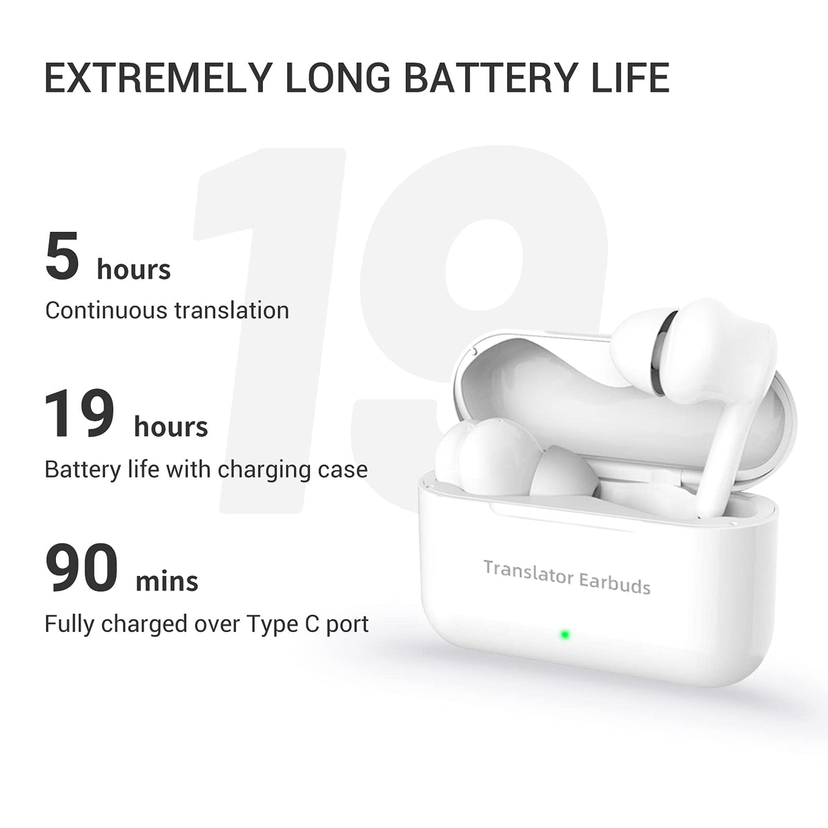 ANFIER M6 AI Offline Translation Earbuds Real Time 144 Languages Two-Way Translator Audifonos Traductores Inglés Español 3-in-1 Translate Headphones for Business Travel, No Subscription Needed (White)