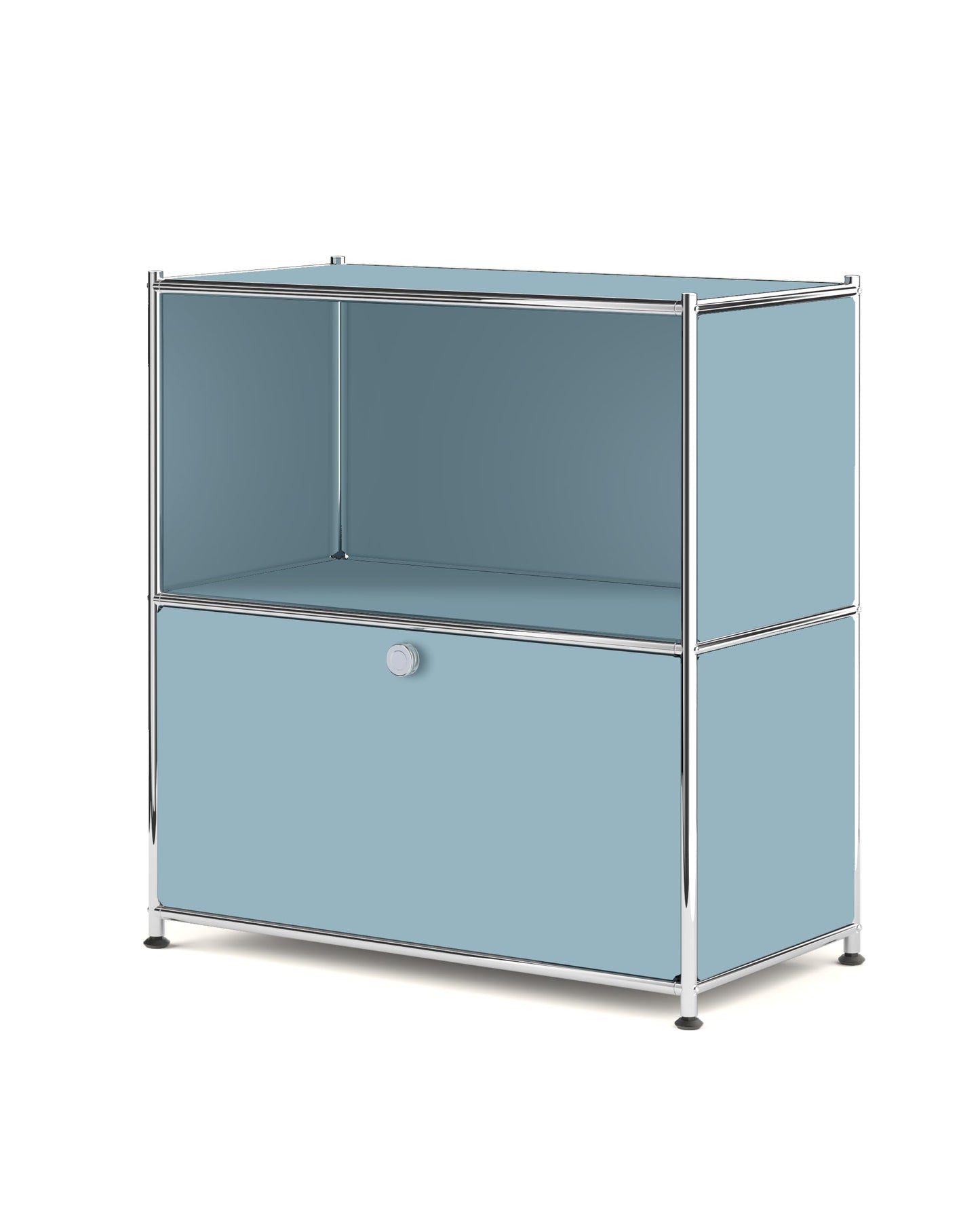Simplink 32.5-Inch Flip-Top Side Table & Buffet Cabinet with Detachable Wheels, Ample Storage, DIY Corner Bookshelf, Wall Shelf, Cube Organizer, Bedside Table – Modern Home Decor, Blue