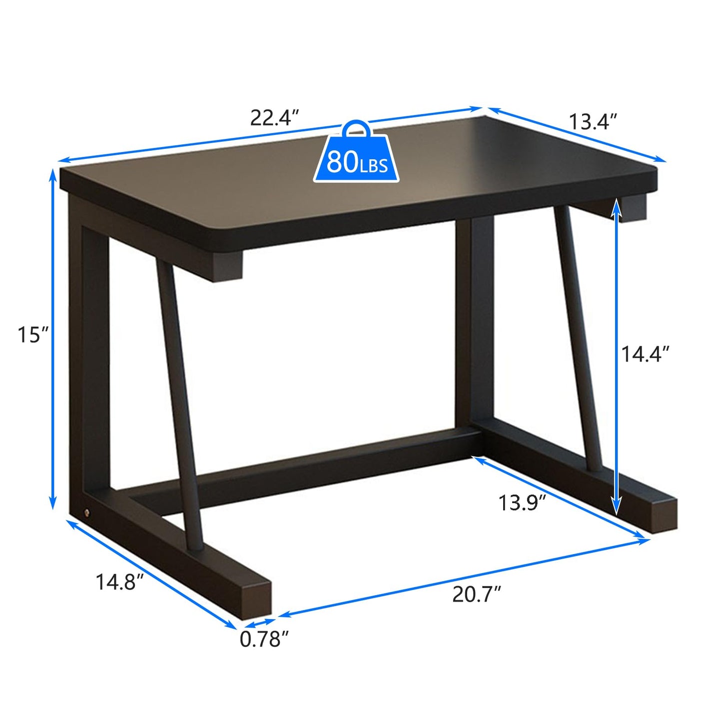 WRITECRY Printer Stand, 2-Tier Desktop Printer Shelf for 3D Laser Printer, Copier, Durable Wood Storage Organizer for Home Office Kitchen, 22.5" W*14.8" D*15" H (2-Tier, Black)