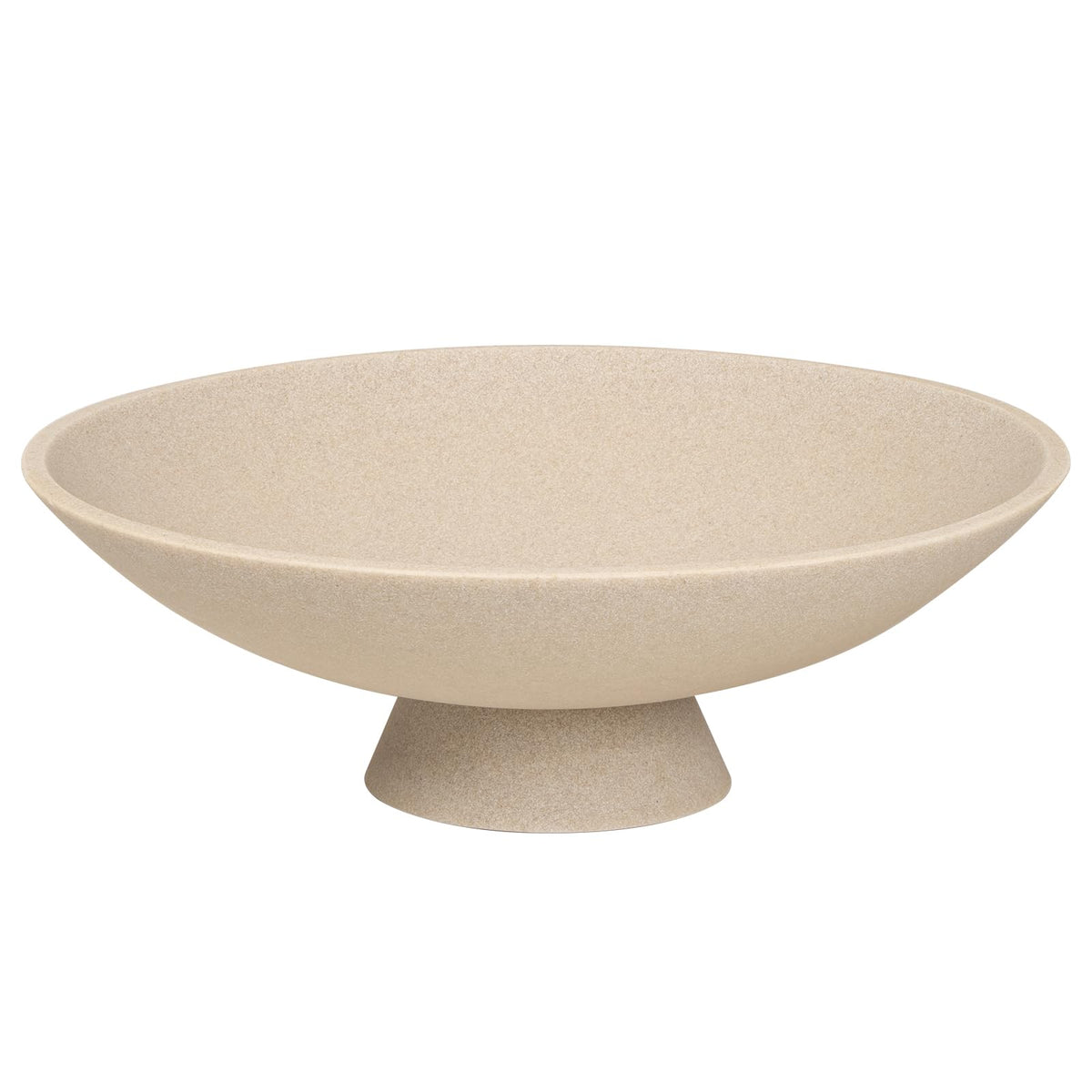 Modern Decorative Fruit Bowl, Beige Resin Artificial Stone Pedestal Bowl, Handicraft Table Centerpiece for Entryway, Coffee Table, Kitchen & Home Decor