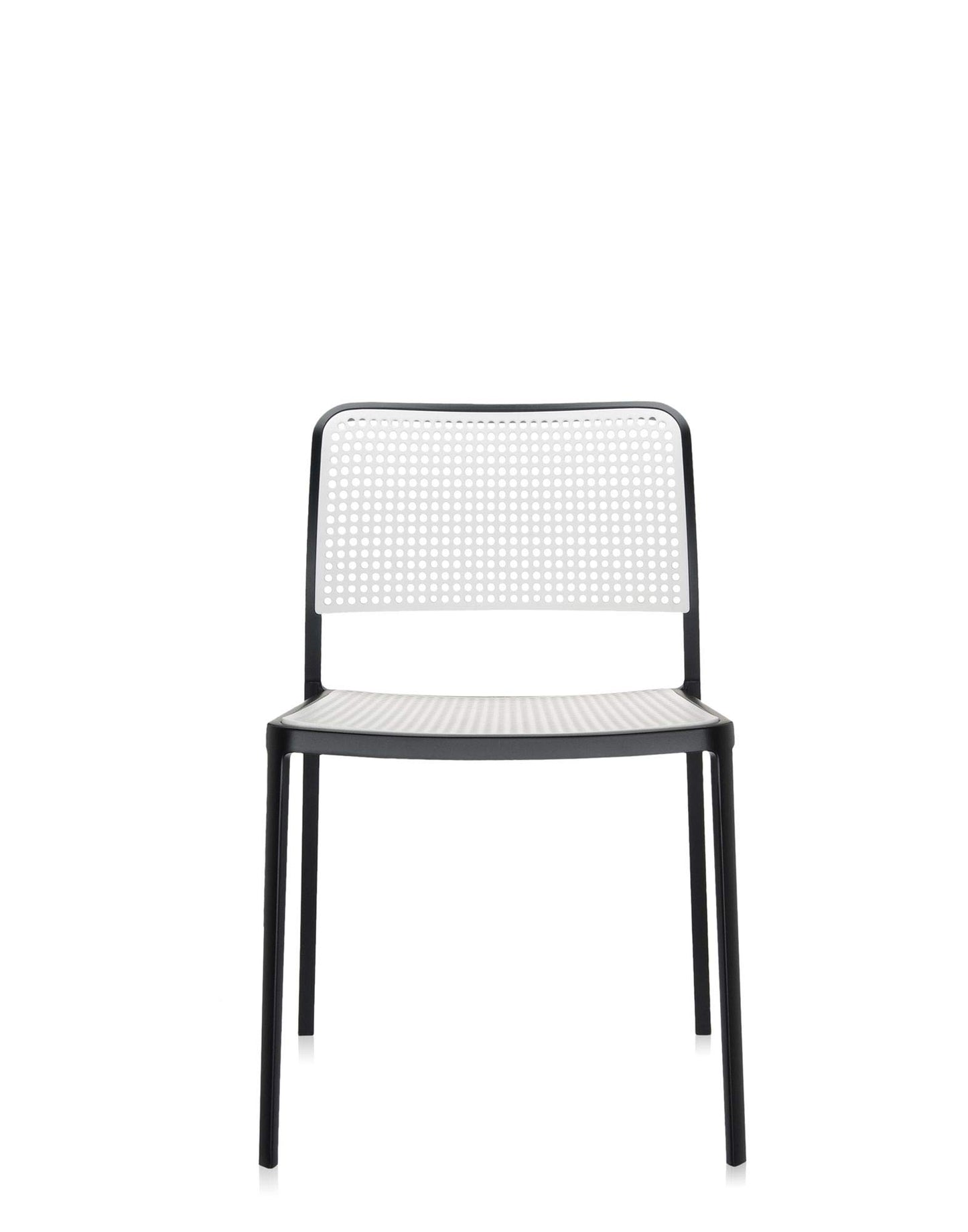 Kartell 5875/N1 Audrey Chair by Piero Lissoni, Pack of 2, Pained Aluminum Black/White