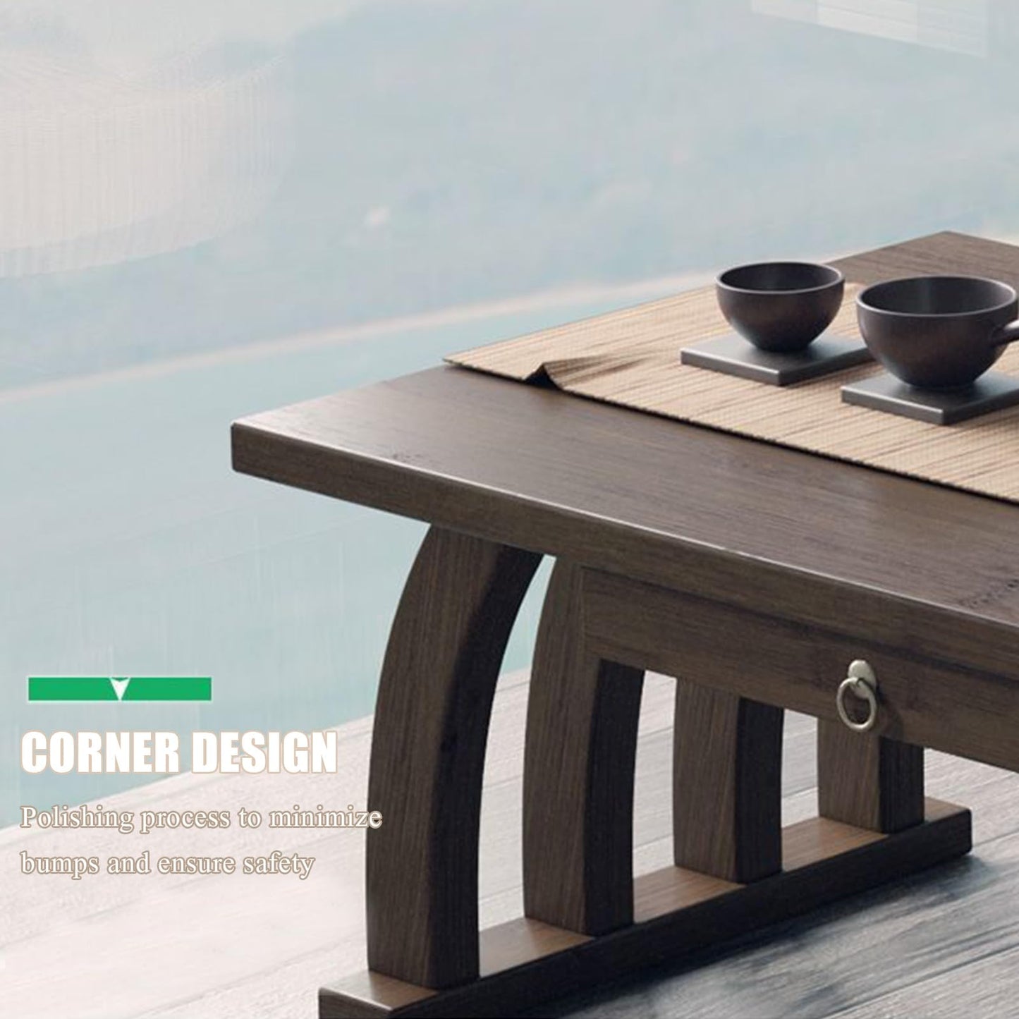GLDGJMZ Bamboo Meditation and Tea Table Small Coffee Table & Altar for Living Room Bedroom Style Perfect for Floor Sitting Zen Decor Eco Friendly Furniture
