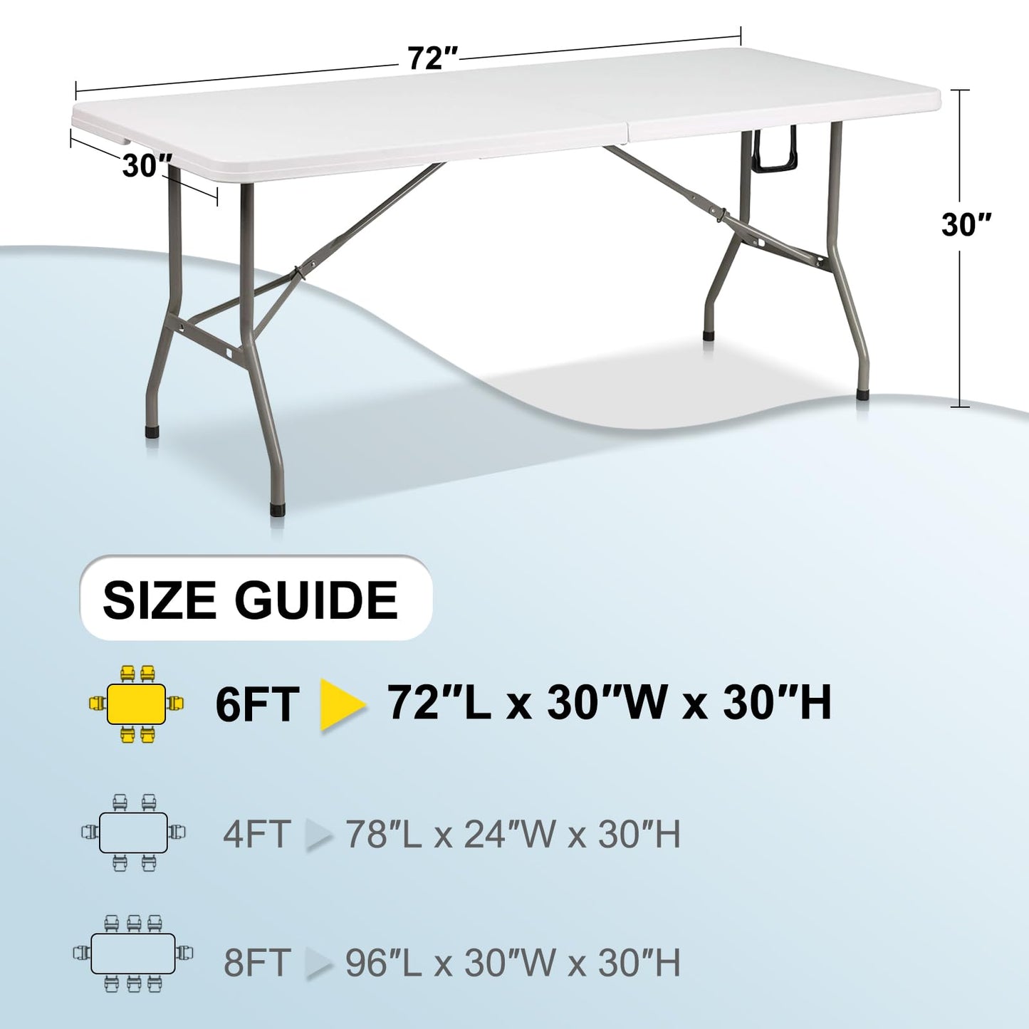 ABCCANOPY 6 ft Spandex Table Cover Open Back Fitted Tablecloth Stretch Washable Tablecover Table Topper for Rectangle Tables Gray