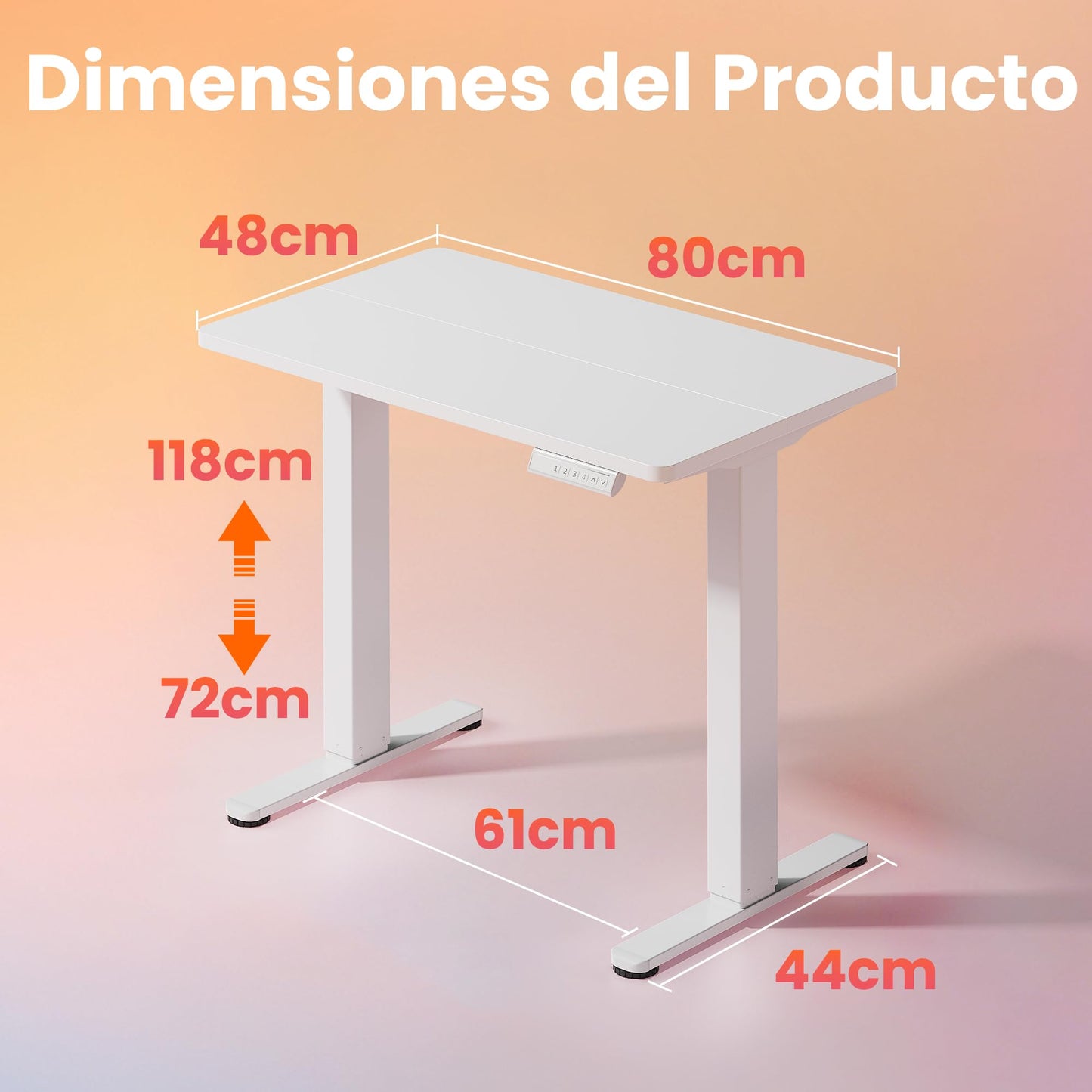 HUANUO 32" Small Electric Standing Desk Adjustable Height, 4 Memory Height Settings, Sit Stand Up Desk for Home Office & Computer Workstation, White