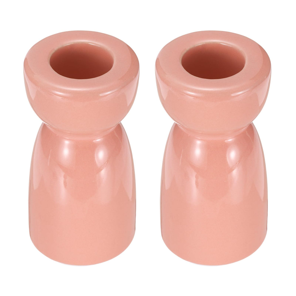 uxcell 2 Pack Candlestick Holder Bright Pink Ceramic Taper Candle Holder Candle Stand Holders Modern Style Decoration for Centerpiece Tabletops Anniversary
