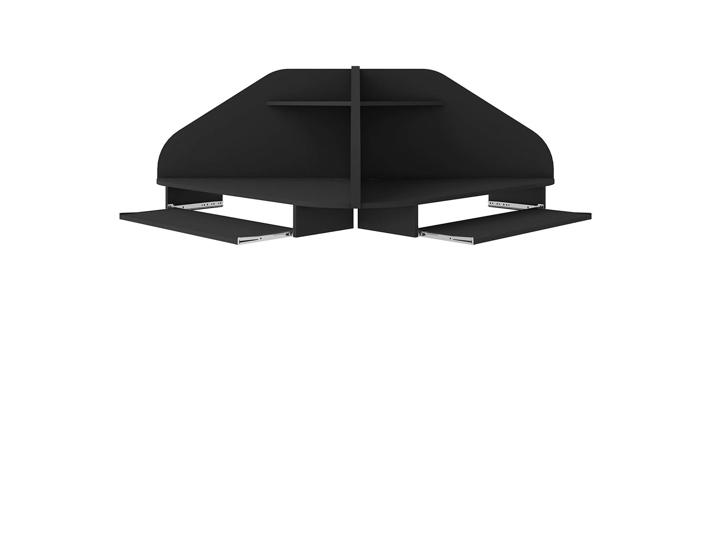 Manhattan Comfort Bradley Mid Century Modern Home Office Cubicle Section Study Desk, 2 Piece, Black