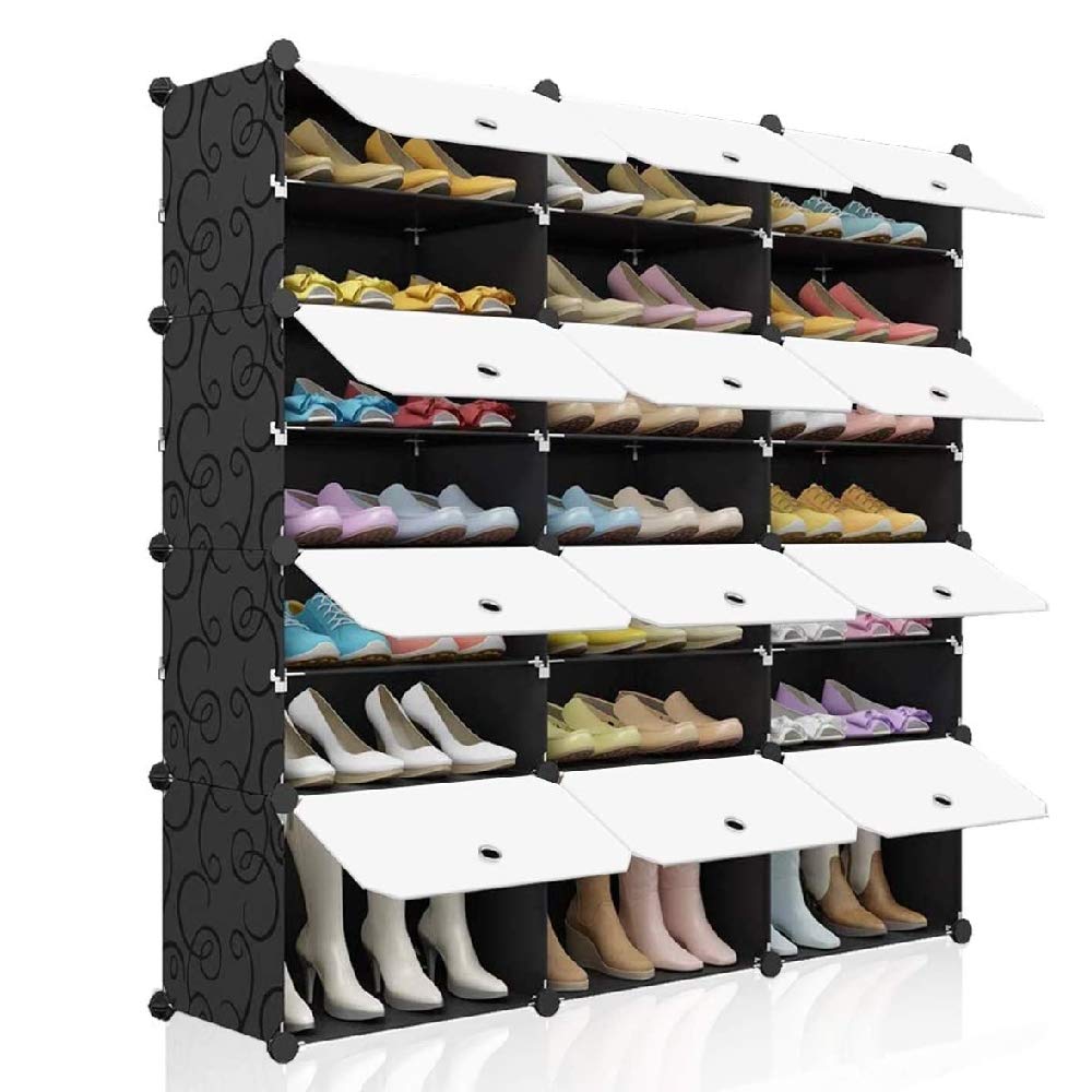 BILEK Shoe Rack Storage Organizer 7 Tier Shoe Storage Cabinet 48 Pair Portable Hidden Shoe Rack for Closet Hallway Bedroom Entryway,White(48" x 12" x 48")