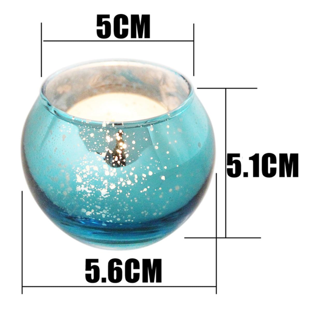 Veemoon 12pcs Small Round Glass Candleholder Set with Blue Pattern Votive Candle Cups for Home Decor Hotel Candle Holders for Table Centerpieces and Events