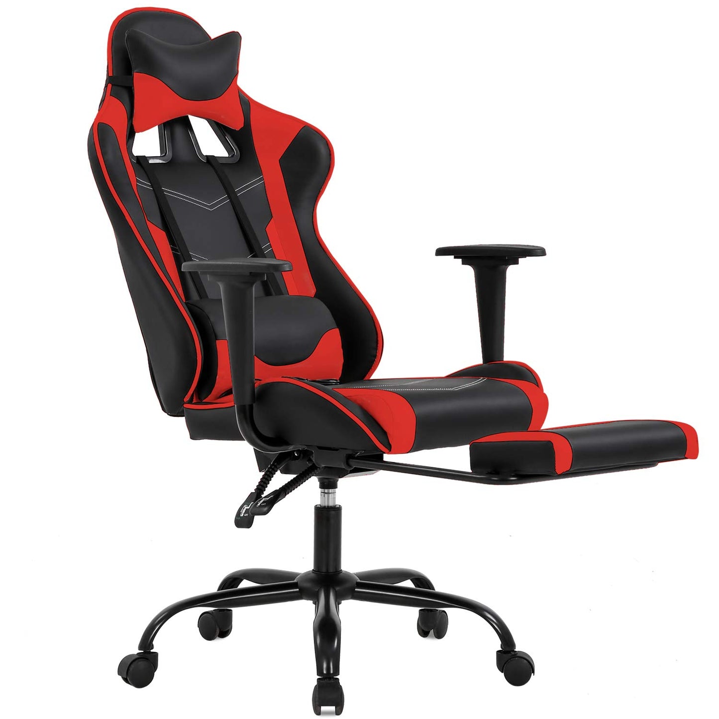 BestOffice | Ergonomic Gaming Chair | Red | Reclining Computer Chair with Lumbar Support, Headrest Pillow, Adjustable Footrests | 360 Swivel with Heavy Duty Wheels | for Home & Office
