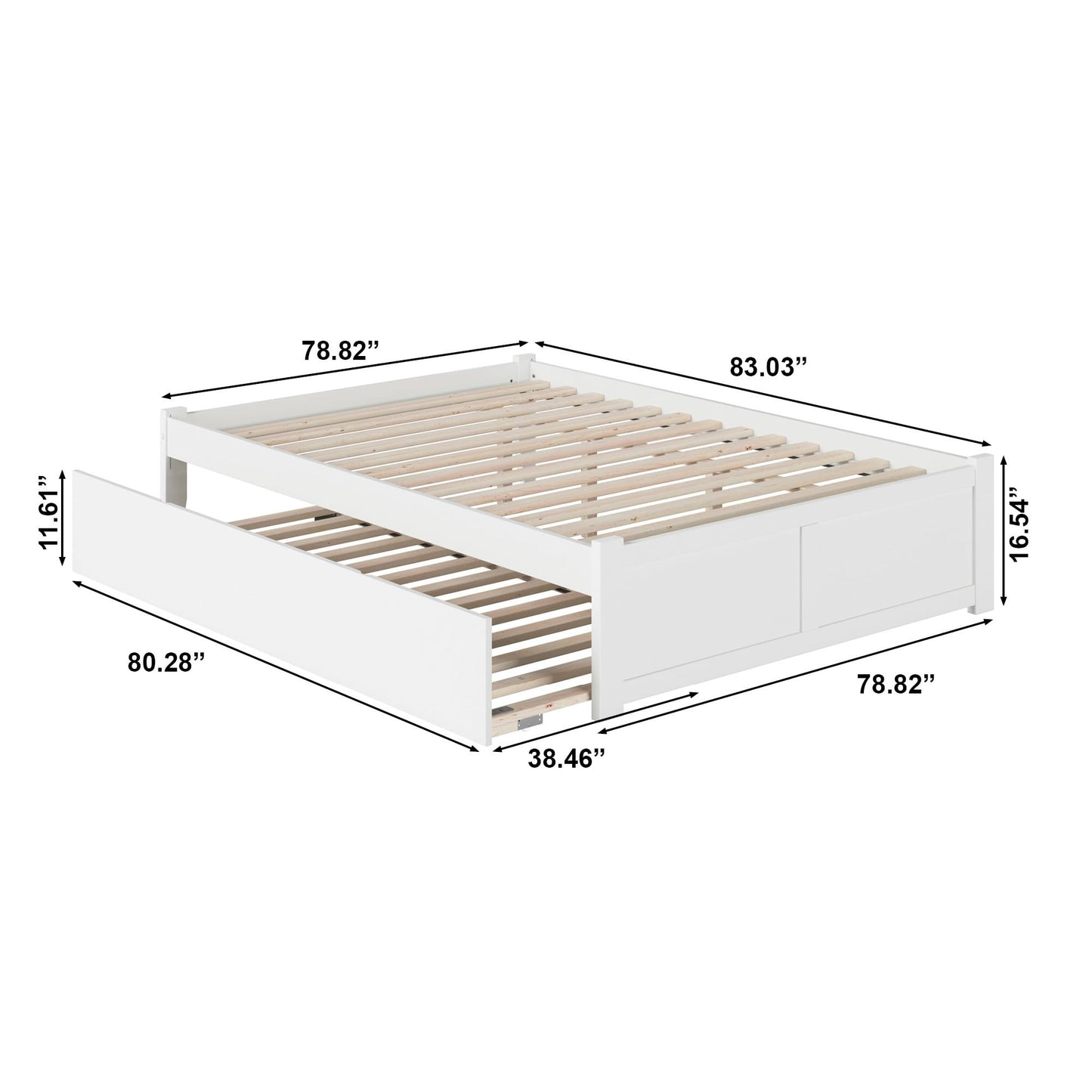 AFI, Concord King Platform Bed with Footboard & Twin XL Trundle, White