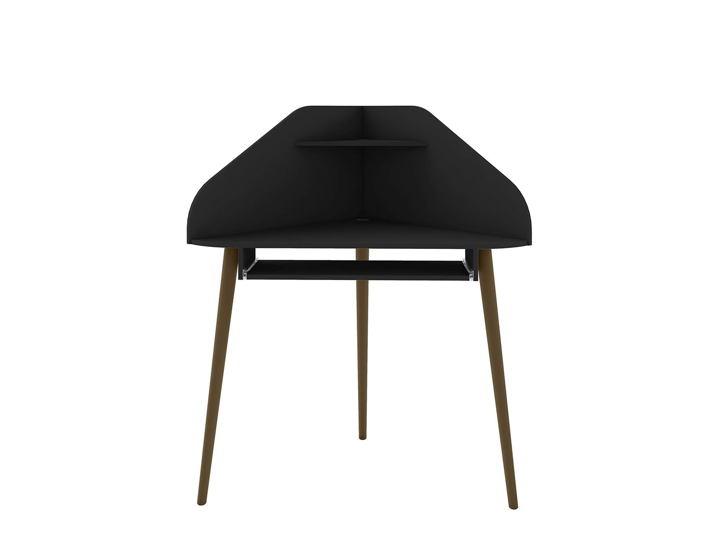 Manhattan Comfort Bradley Mid Century Modern Home Office Cubicle Section Study Desk, 2 Piece, Black