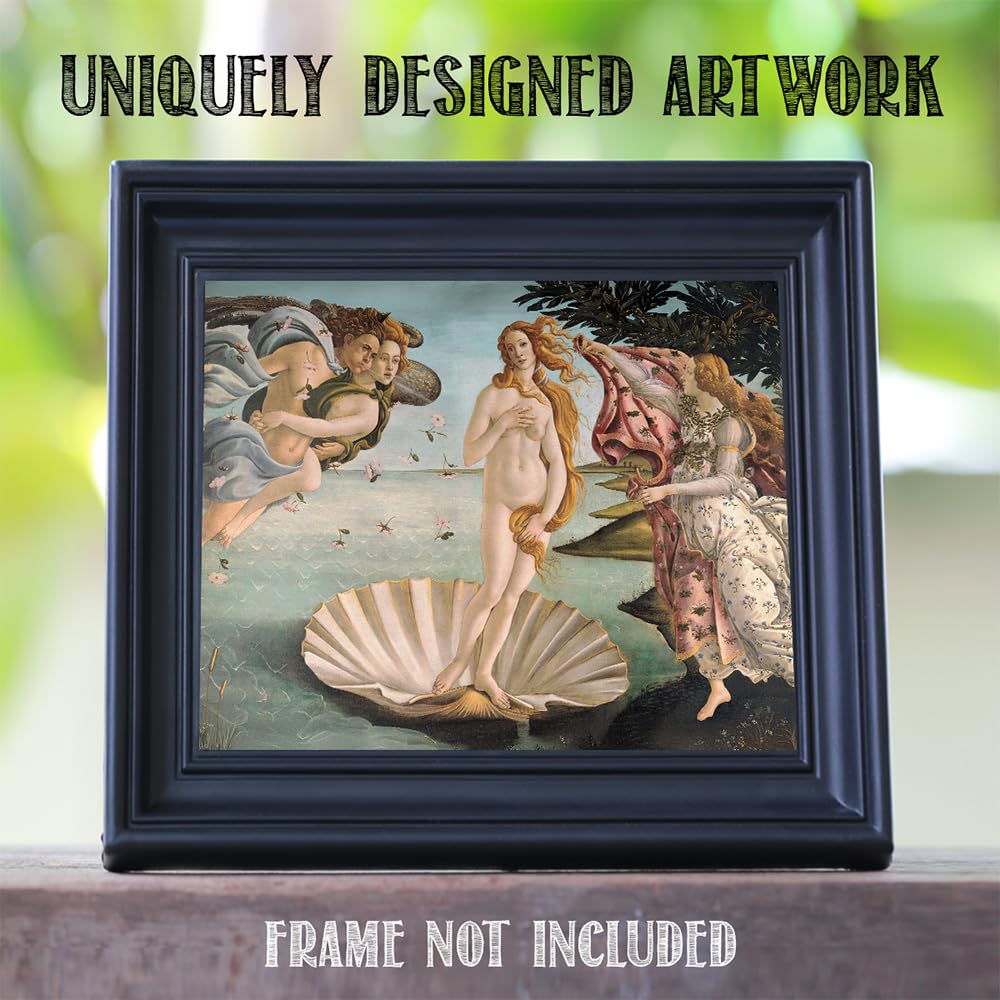 The Birth of Venus - Italian Renaissance Painting by Sandro Botticelli 11x14 Unframed Print - Venus Mythology Wall Art, Botticelli Wall Decor, Renaissance Artwork, Historical Art for Home or Office