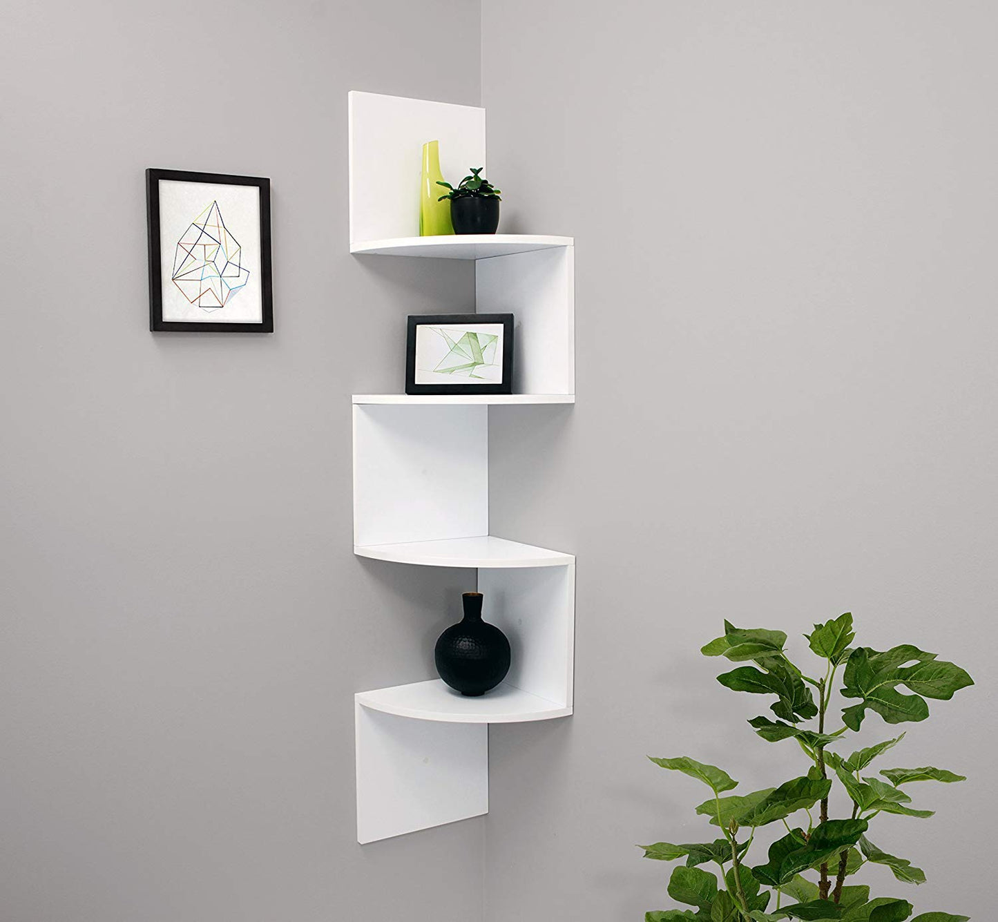 Kiera Grace Provo Floating Shelves, Decorative Wall Mounted Corner Shelves for Home, Room, Office, 57"x12", White, 1Pack