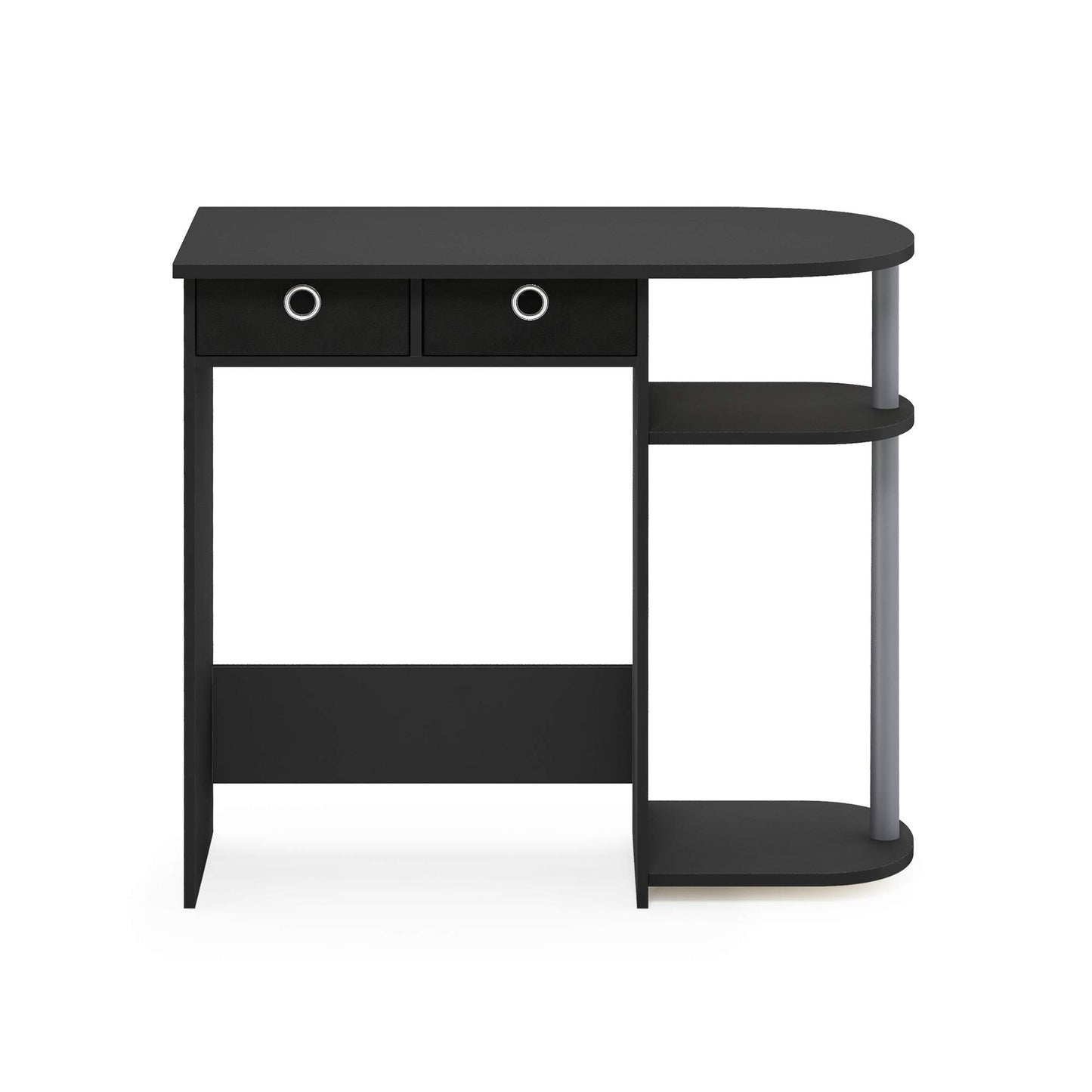 Furinno Go Green 32-Inch Black Computer Desk, Office Desk with 2 Side Shelves and Storage Bins, Rectangular Home Office Desk, Gaming Desk for Home Office, Bedroom, Study Room, Classic Black