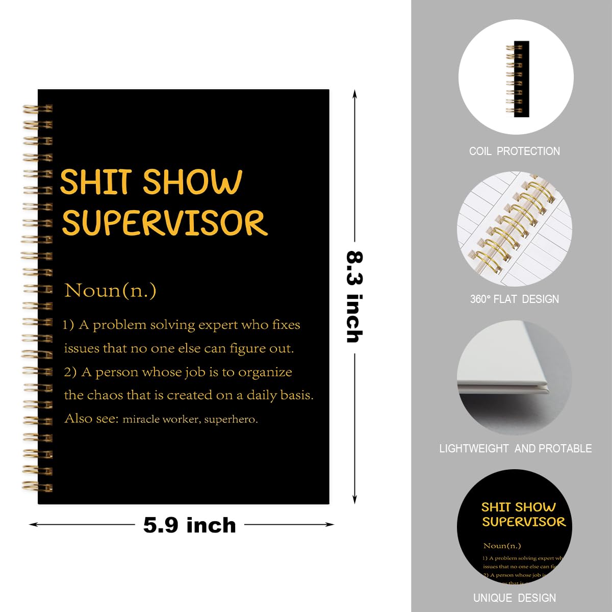 ZXAZXA 8.3x5.5 inch Spiral Notebooks for Work 160 Pages The Office Spiral Notebook Funny Boss Day Office Gag Work Gift for Women Men Supervisor Boss Team Manger Director