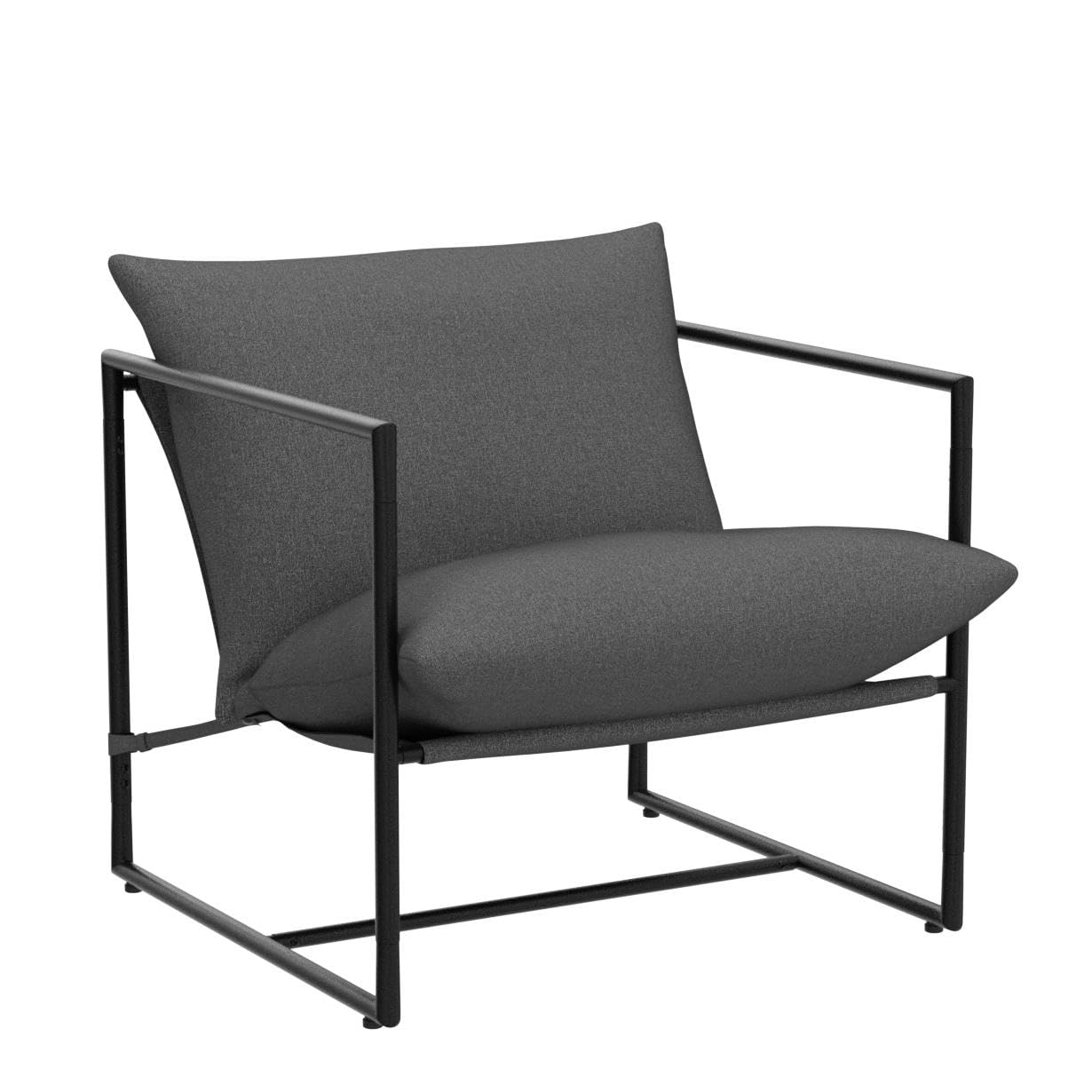 Zinus Aidan Sling Accent Chair, Metal Framed Armchair with Shredded Foam Cushioning, Dark Grey