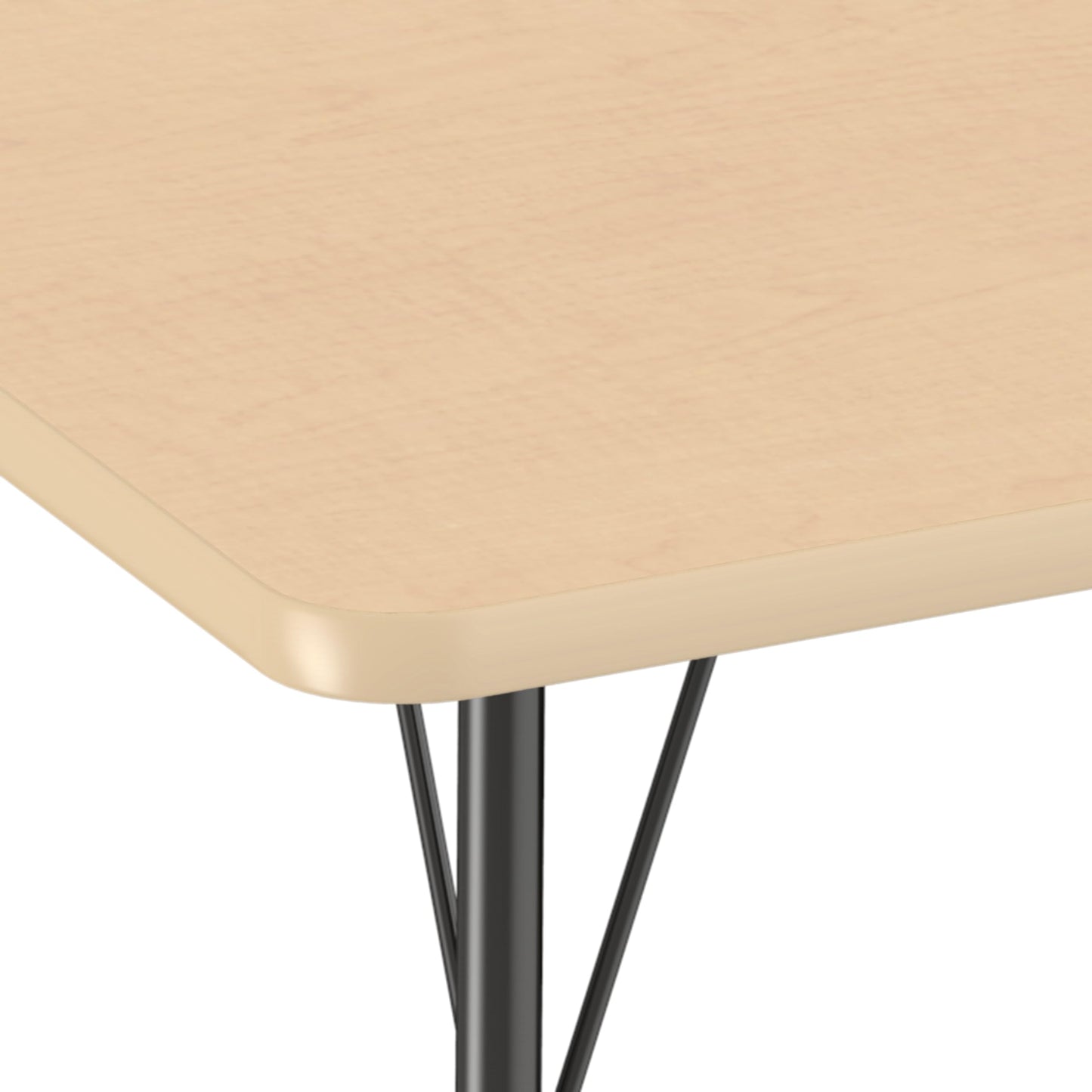 Factory Direct Partners FDP 48" Round Thermofused Classroom Activity Table with Standard Ball Glide Legs, Adjustable Height 19"-30" - Maple/Maple/Black, 10138-MPMP