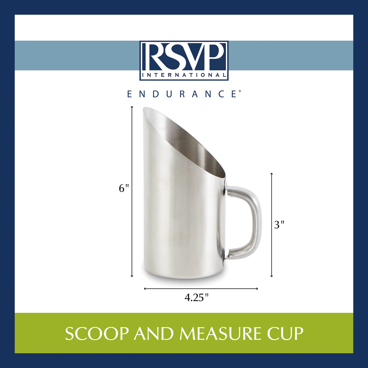RSVP International Endurance Kitchen Collection Measuring Tools, Dishwasher Safe, Scoop & Measure, Stainless Steel