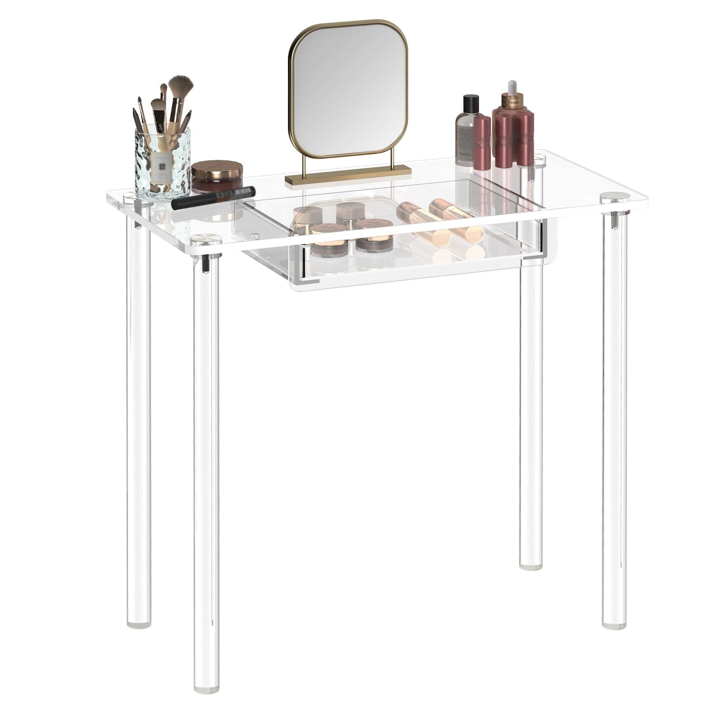 Eglaf Acrylic Makeup Vanity Desk - Clear Vanity Table with Drawer