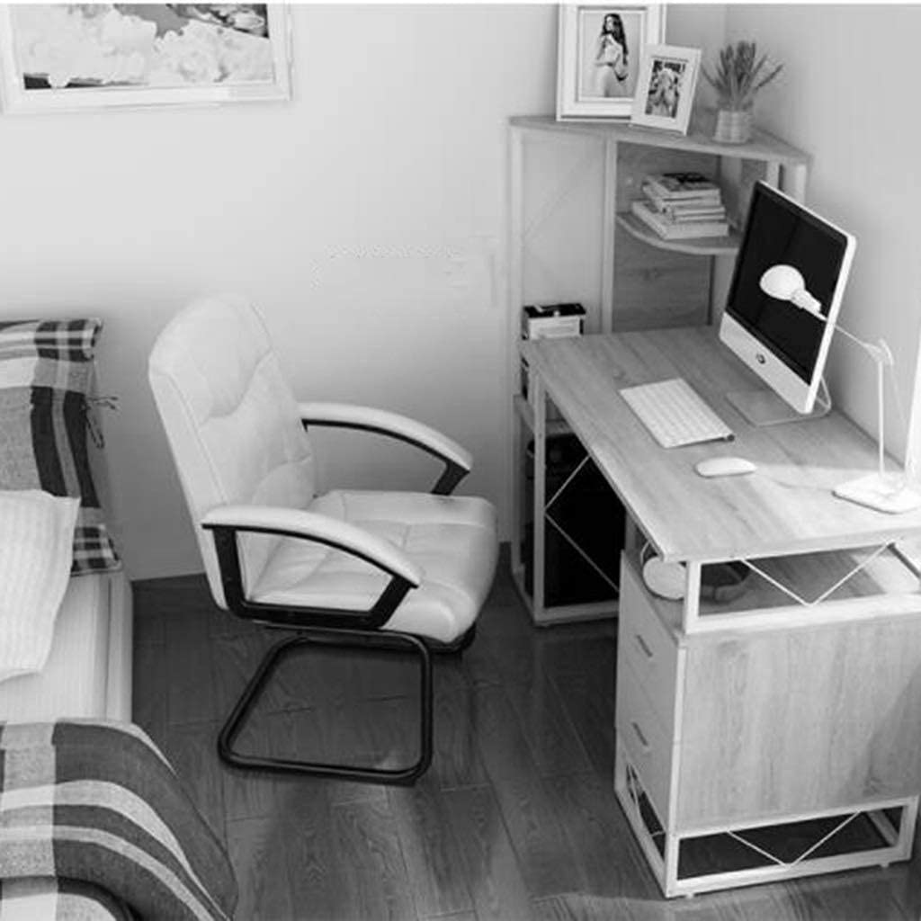 IWHBCBOIX Office Elements Classic Replica Chair - Vegan Leather, Thick high Density Foam, Chrome arms Visitors in PU Suitable for and Home （White or Black）