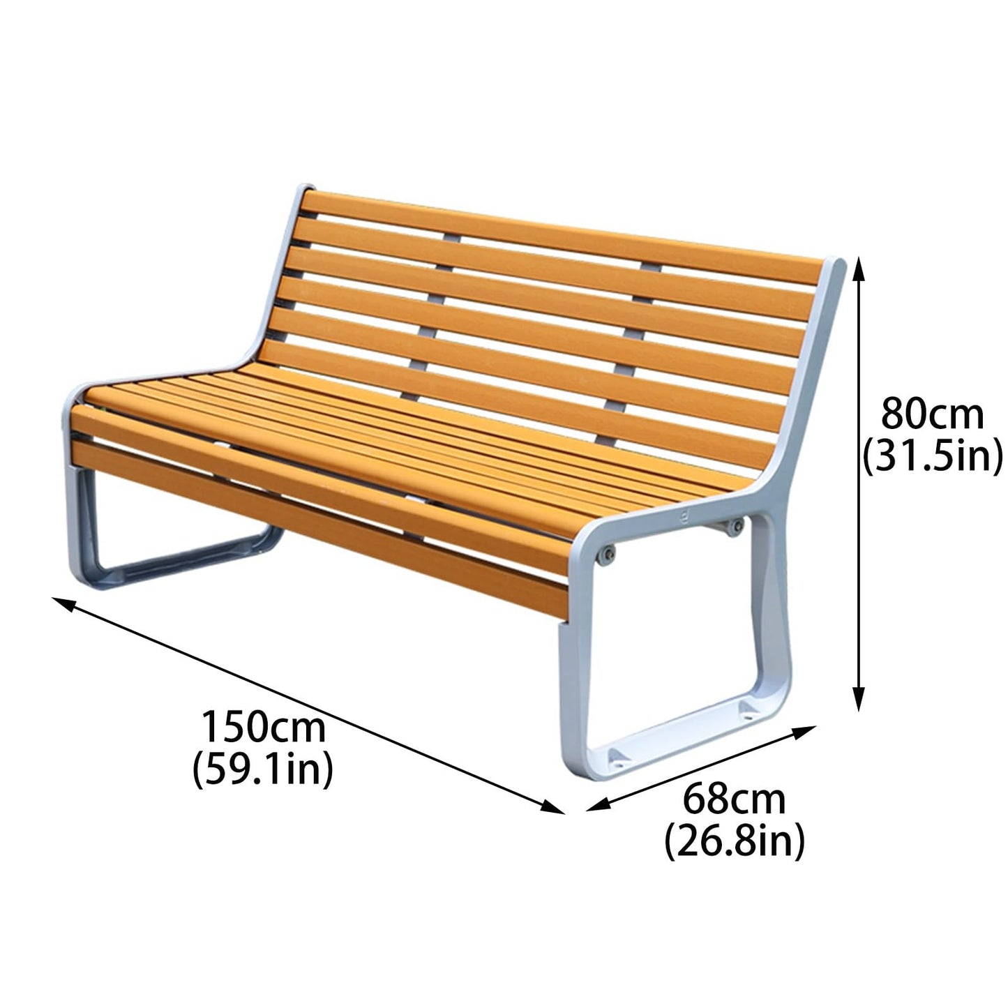 This All-Weather Large Metal Bench, Durable Cast Aluminum Outdoor Patio Seating for Garden, Backyard, Park, Lawn & Deck – 150cm Long