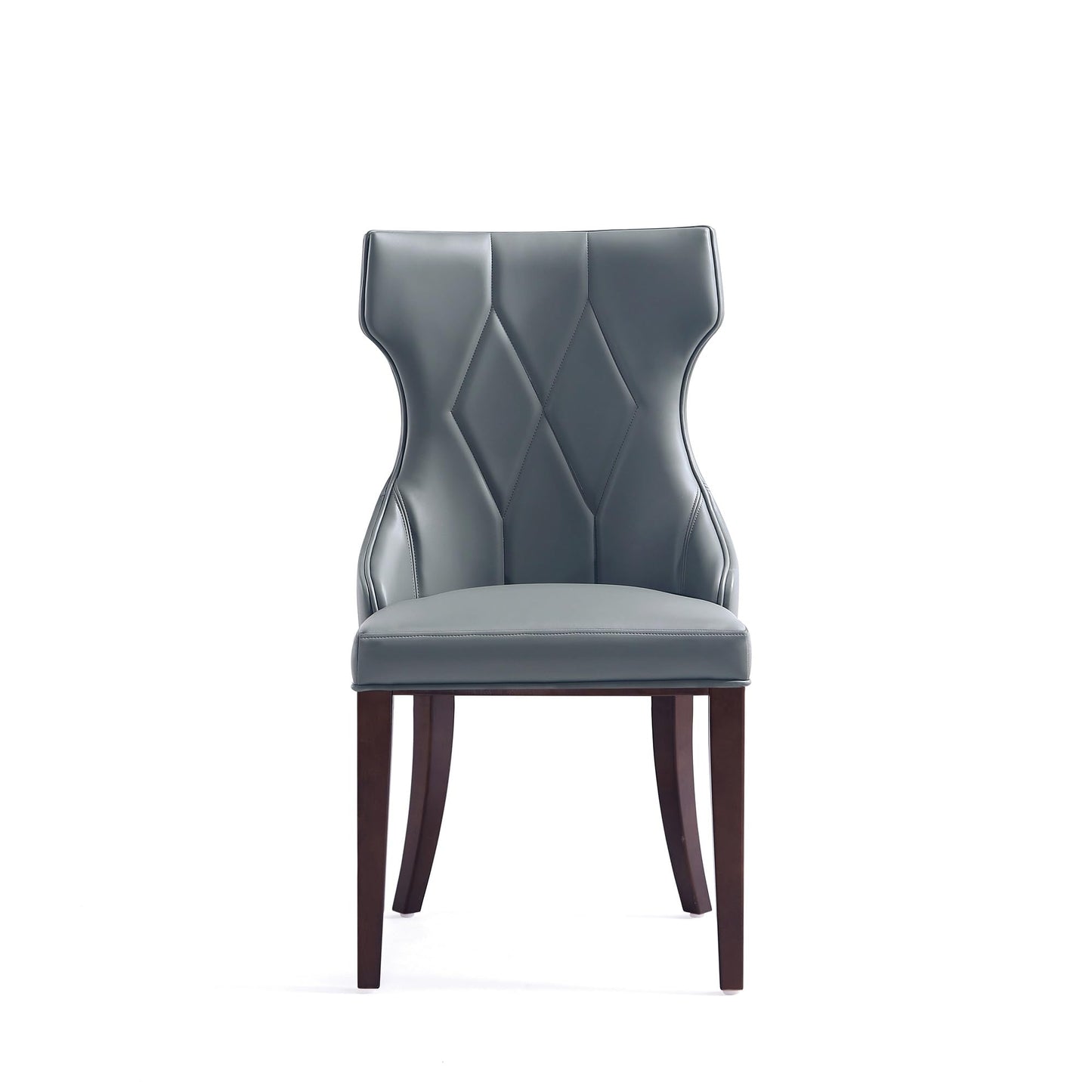 Manhattan Comfort Reine Dining Chairs Set of 4, Upholstered Seats with Diamond Stitching, Solid Beech Wood Frame, 4-Leg Base, 18.5" Seat Height, Fully Assembled, Pebble Grey