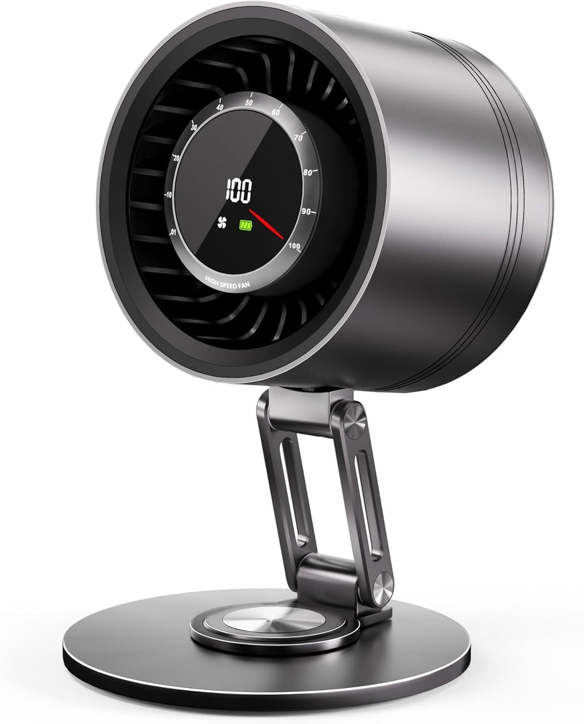 Yibest Titanium Alloy USB Desk Fan, Foldable 3D Airflow Desk Air Circulator, 23dB Quiet BLDC Motor,10 Speeds with LED Display for Home, Office & Outdoor