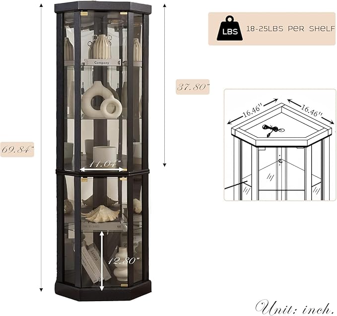 Anwick Corner Display Curio Cabinets