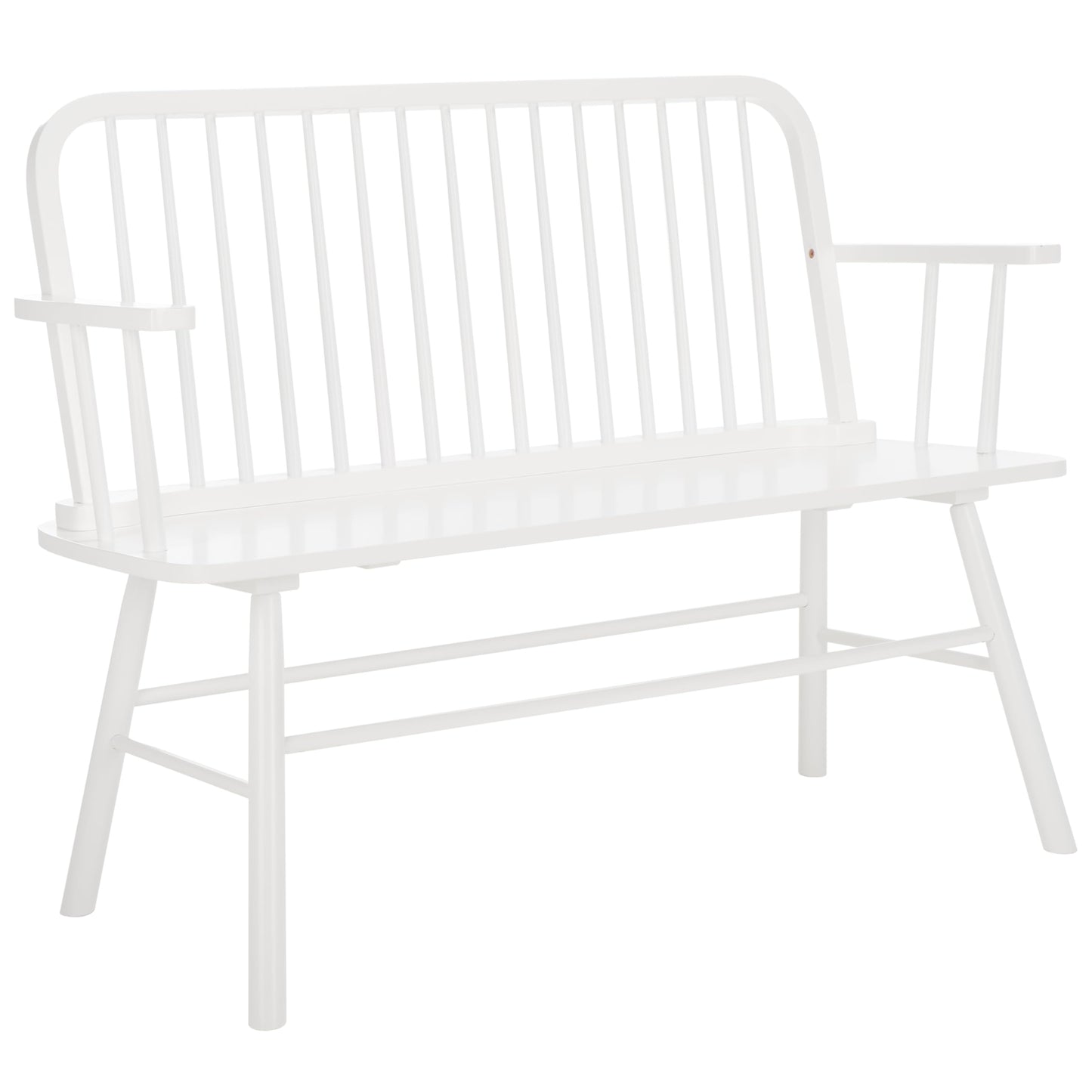 SAFAVIEH Home Collection – Lucilia Spindle Bench, White Solid Wood Entryway or Dining Bench, Windsor Style Seating (BCH8501B)