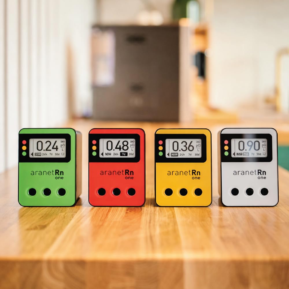 Aranet Radon One – Fast Home Radon Gas Detector with 10-Minute Response, E-Ink Display, Battery Powered, Portable Real-Time Radon Monitor for Basements & Indoor Air Monitoring (Red)