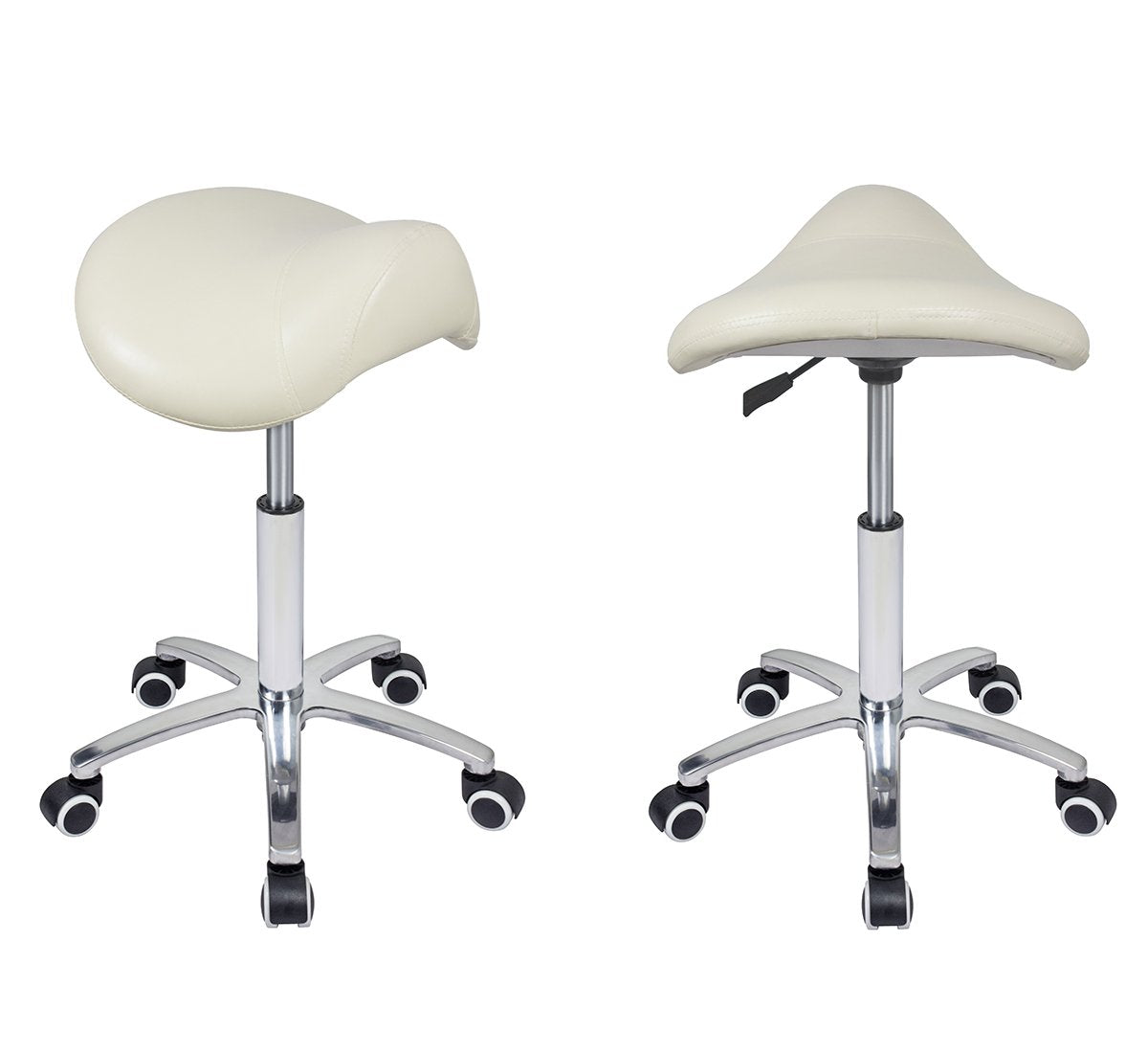 Antlu Saddle Stool Rolling Chair for Medical Lash Massage Salon Kitchen Spa,Adjustable Hydraulic Stool with Wheels (Beige)