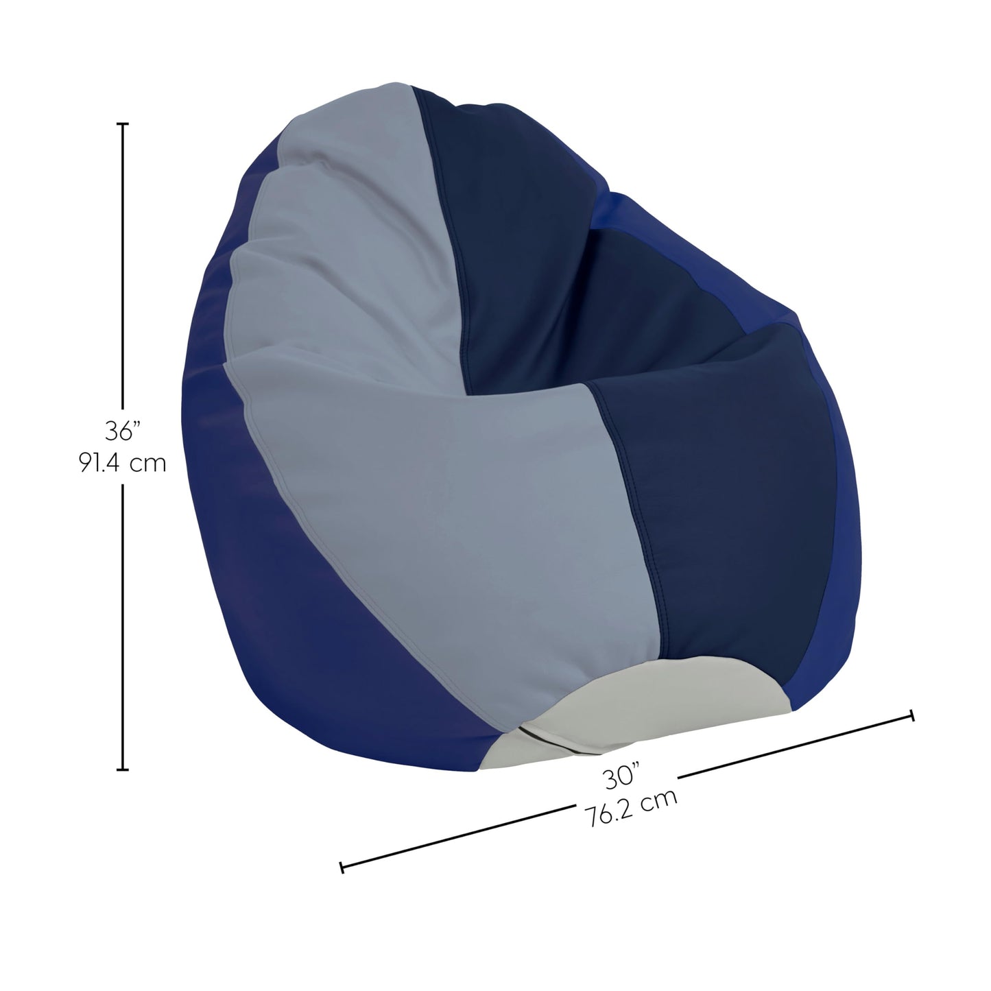 FDP SoftScape Dew Drop Bean Bag Chair with Supportive High-Back Design, For Kids, Teens and Adults, Alternative Seating for Dorms, Schools, Libraries, Daycares or Home- Navy/Powder Blue