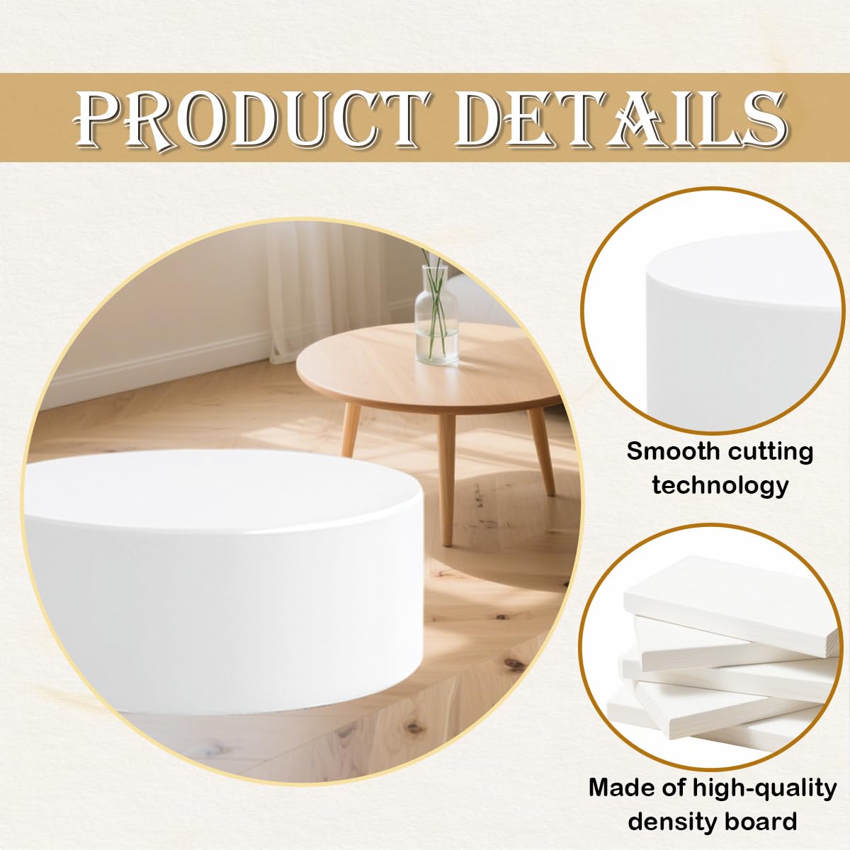 Esamploe Round Display Pedestal Stands,23.6x5.9 In Pedestal Stands for Wedding Dress Display,Large Cylinder Pedestals Stands for Parties,Wedding Dress Store Retail Displays,Models,Comic Conventions