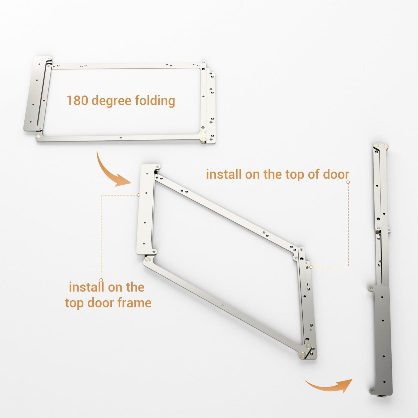 CCJH 180 Degree Bifold Barn Door Hardware Kit Hidden for Right Open Folding Closet Doors, Doorframe Mounting Invisible Sliding Folding Bracket for Opening Width 30"
