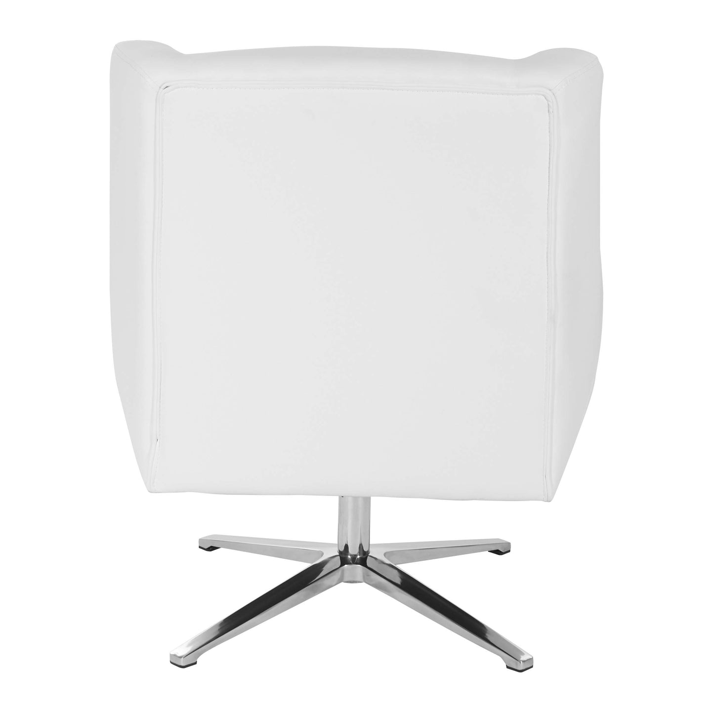 Office Star FL Series Faux Leather Swivel Guest Chair with Aluminum Base, White