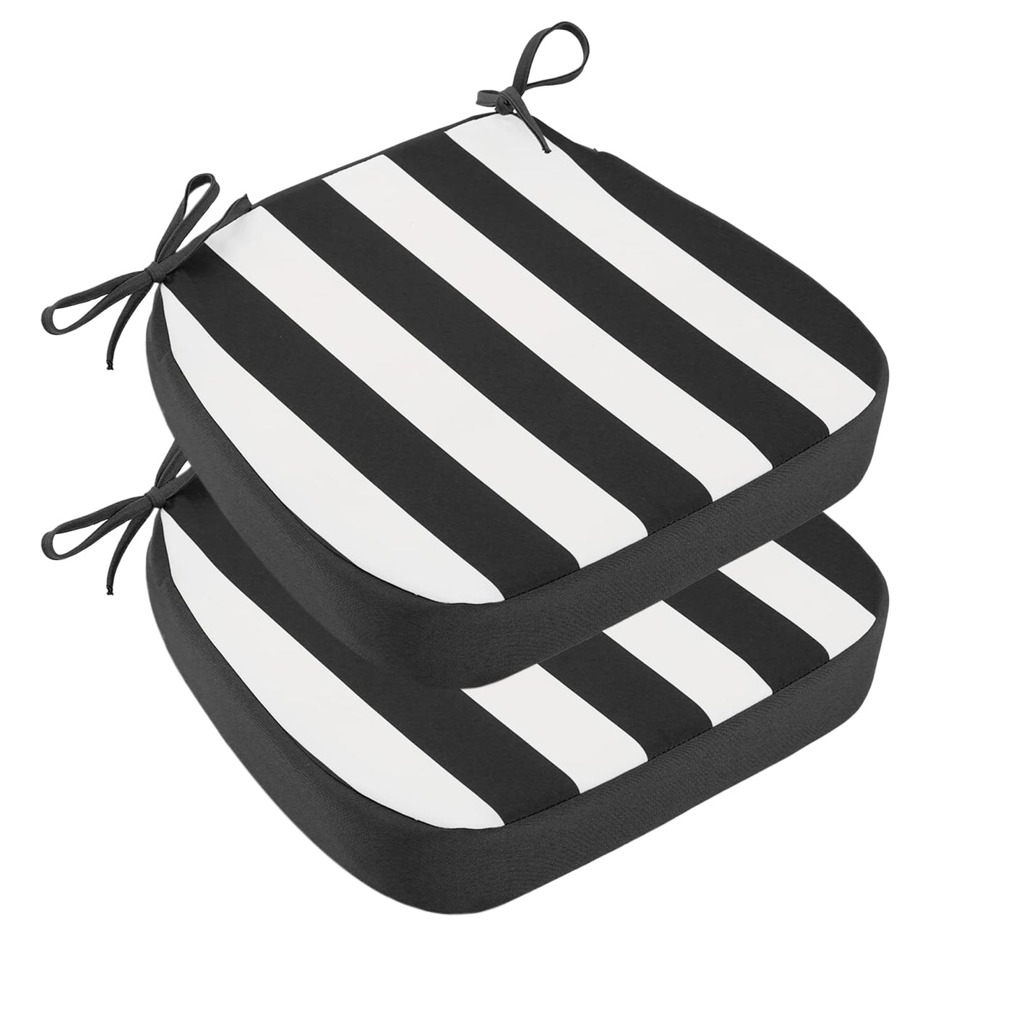 idee-home Outdoor Chair Cushions Set of 2, 17" x 17" x 3" Thick D-Shaped Patio Furniture Outdoor Seat Cushions Waterproof with Ties, Dining Pads