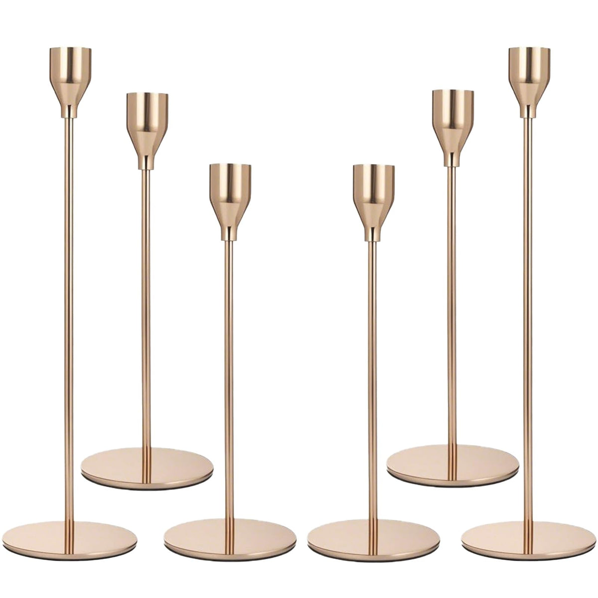 AUMAYCO French Gold Candle Holders Set of 6, Metal Taper Candle Holders, Gold Candlestick Holders, Fits 2.2cm Thick Candle&Led Candles, for Table Centerpiece, Mantels, Weddings, Dining, Party