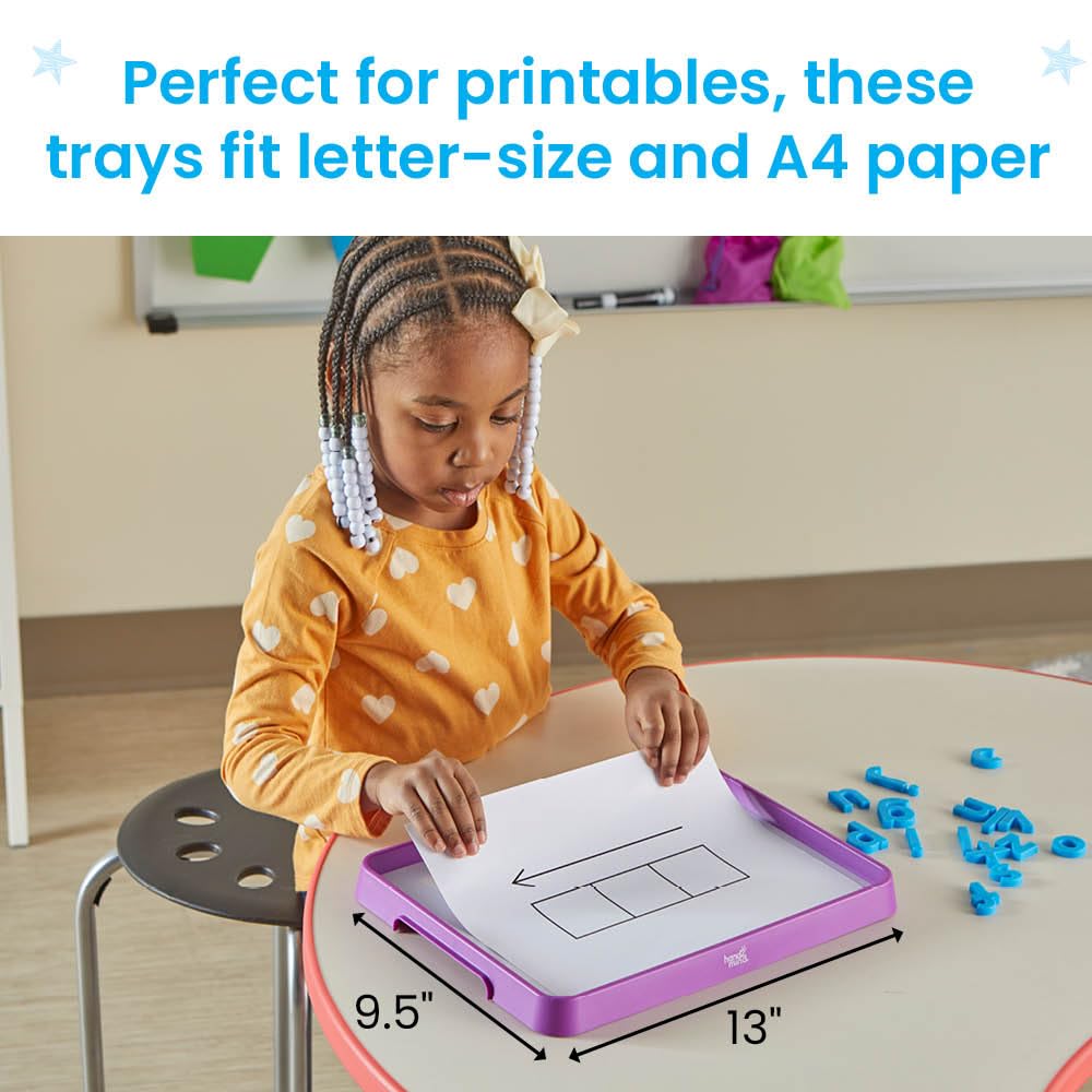 hand2mind Magnetic Dry Erase Activity Trays, Stackable for Classroom, White Boards for Kids, Science of Reading Materials, Multicolor, 1 Count