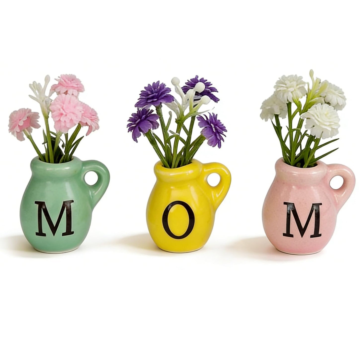Mom Birthday Gifts Charming Ceramic Mini Vase Magnets for Fridge Heartwarming Gift Set for Mom Cute Tiny Vases Faux Flower Magnets Gifts from Daughter Son Anniversary Housewarming Decor Supplies