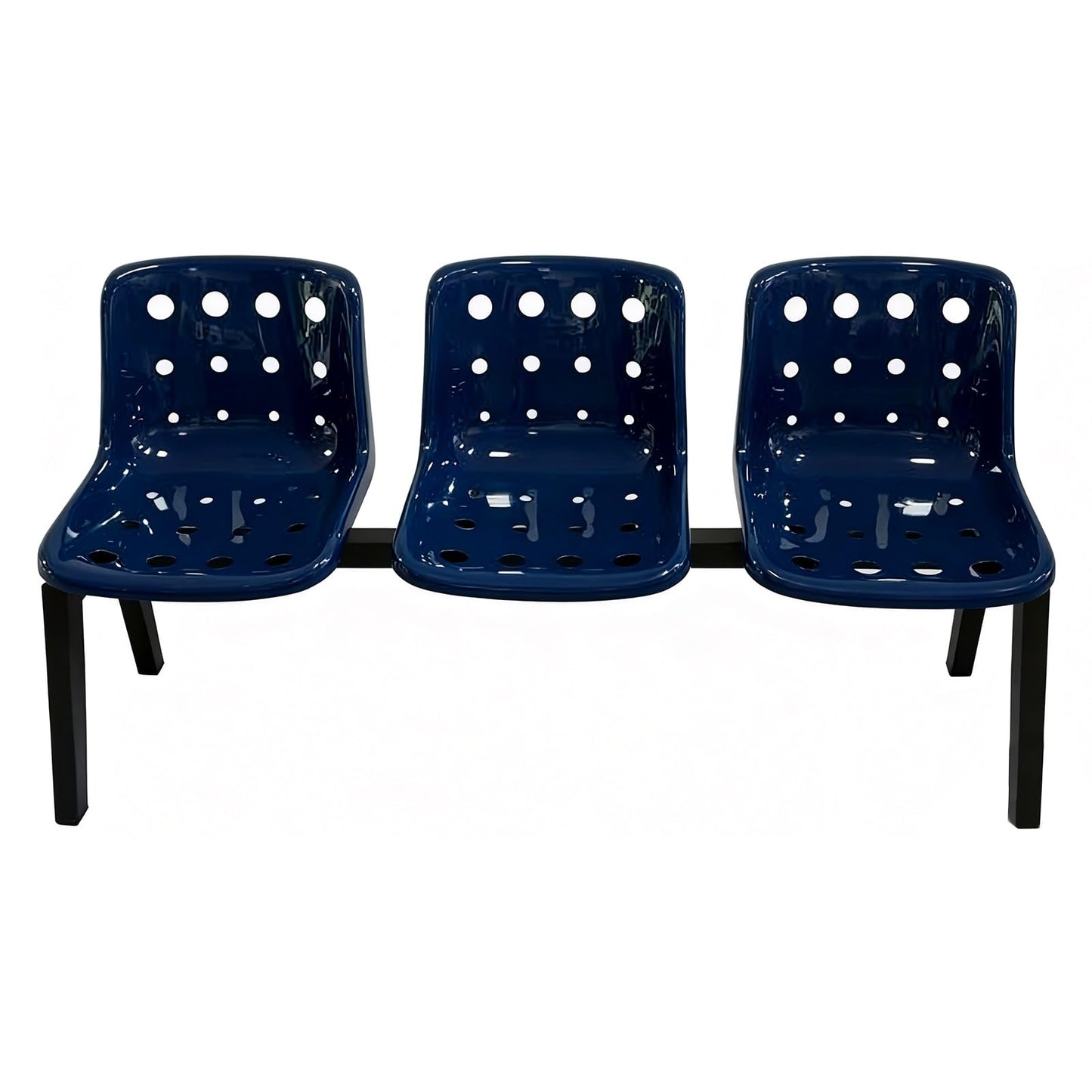 DLYZAYE Blue Office Guest Chairs, 3-Seat Waiting Area Furniture with Breathable Backrest, Comfortable Reception Seating for Salon, Barber Shop, Coffee Shop