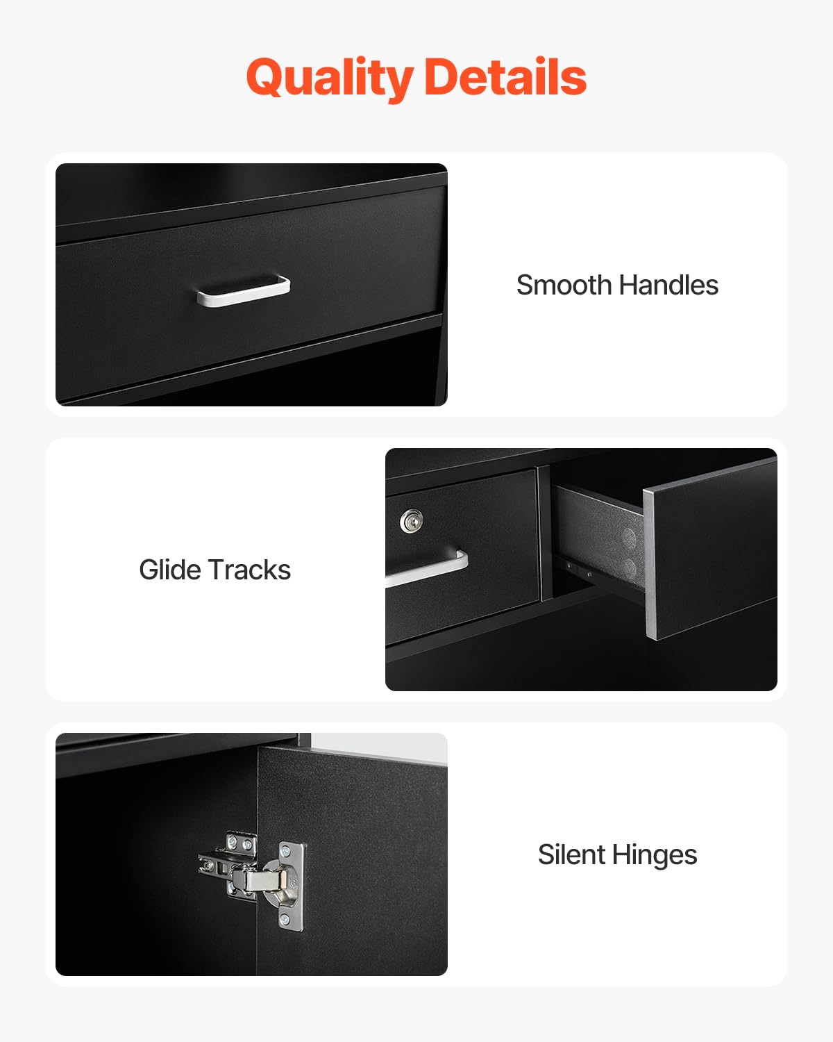 VEVOR Reception Desk, 47 Inch Rectangular Front Counter Table, Office Reception Counter with Lockable Drawer and Storage Cabinet, for Checkout, Lobby, Beauty Salon and Office, Black