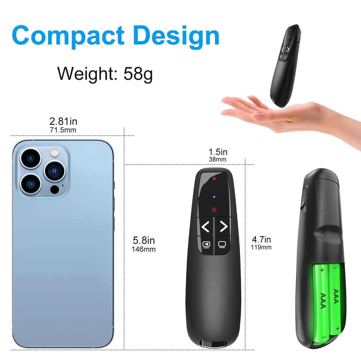 (4 Units) Wireless Presenter Remote, Clicker for Laptop PowerPoint Presentations Pointer, RF Computer Clicker for Presentations Remote, Slideshow/Smartboard/College/Classroom/PPT Clicker