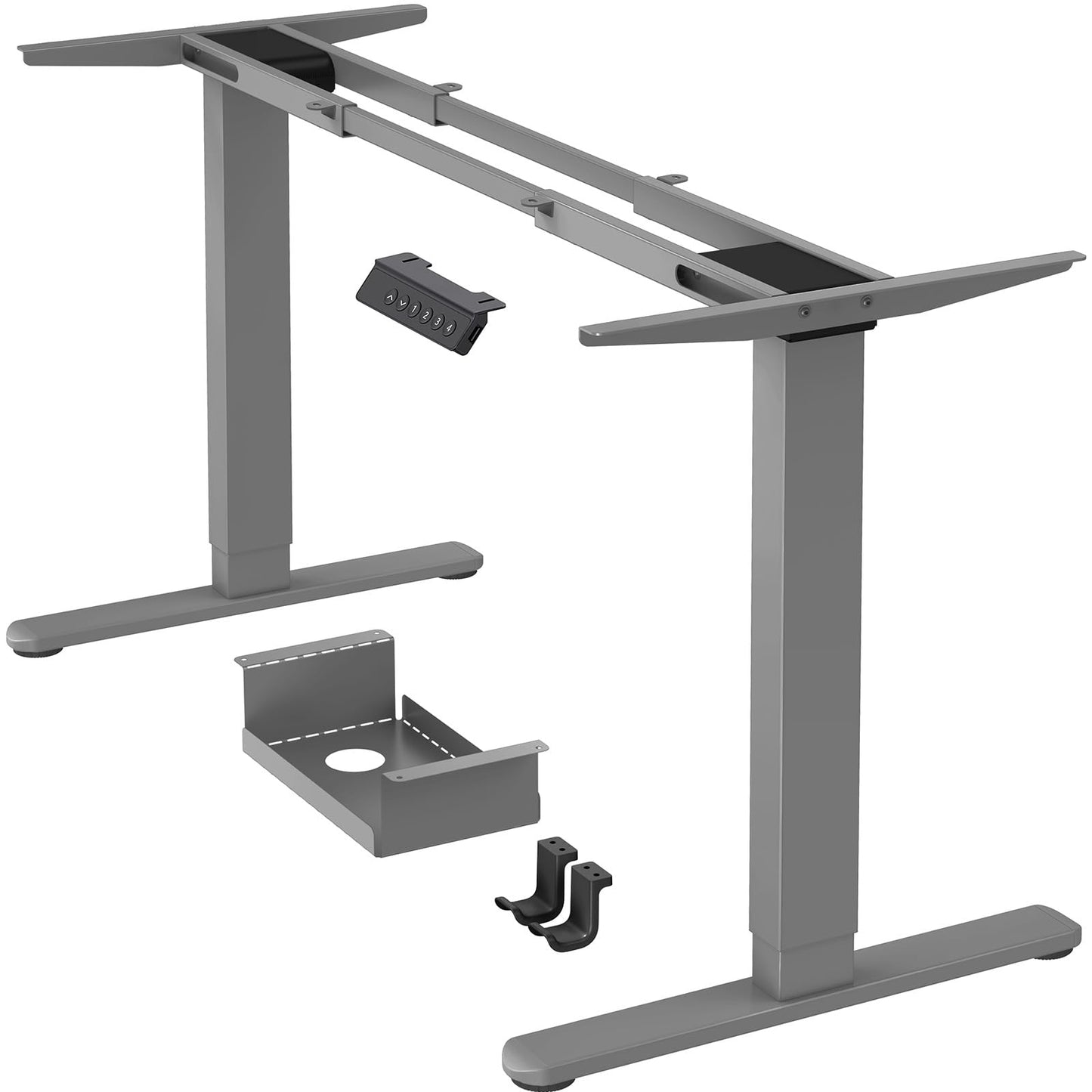 ErGear Dual Motor Standing Desk Frame, Electric Adjustable Legs Compatible Desktop Size 44″-90″, 264 lbs Weight Capacity, 4 Memory Height Settings Stand up Desks Base, Grey Frame Only