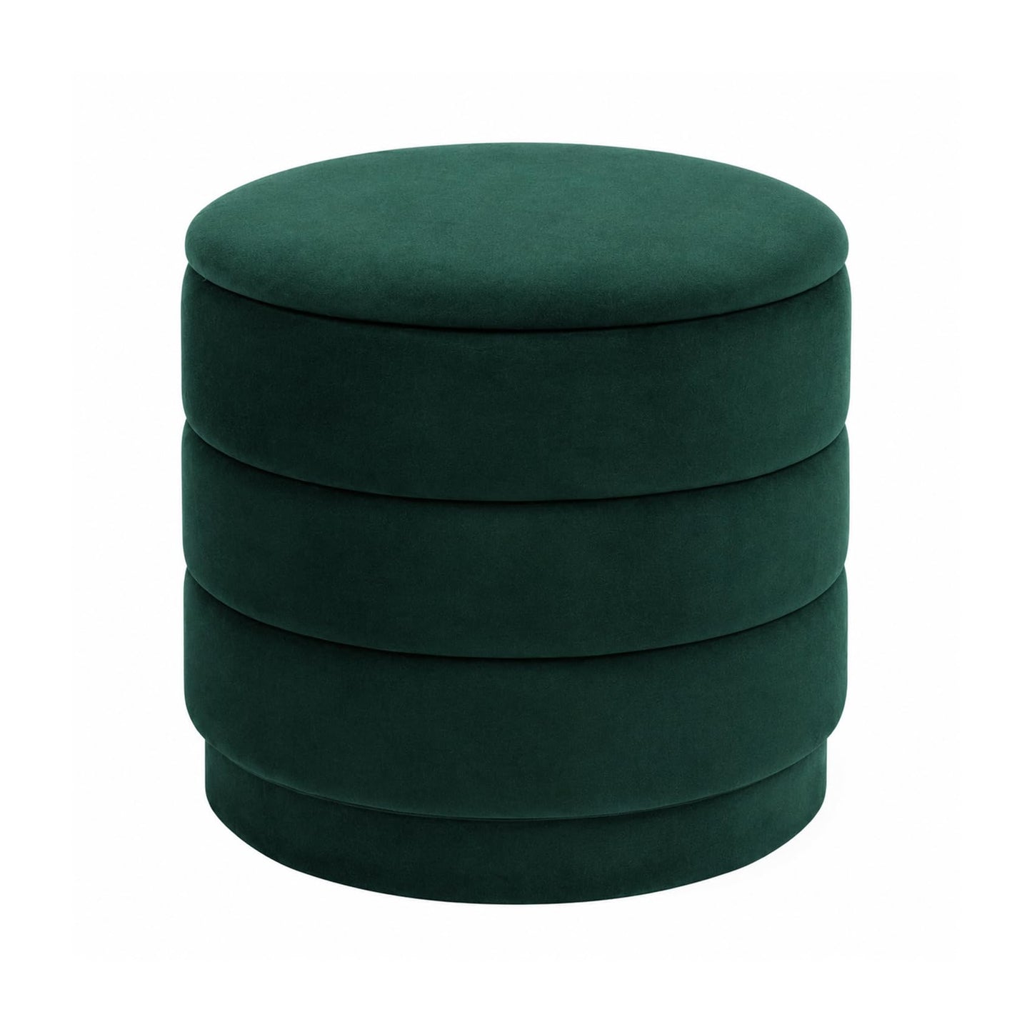 ZOLANOful 15.4" Round Velvet Storage Ottoman with Reversible Lid, Upholstered Circular Ottoman Footrest with Hidden Storage, Foldable Padded Footstool for Dorm Living Room & Bedroom, Bottle Green